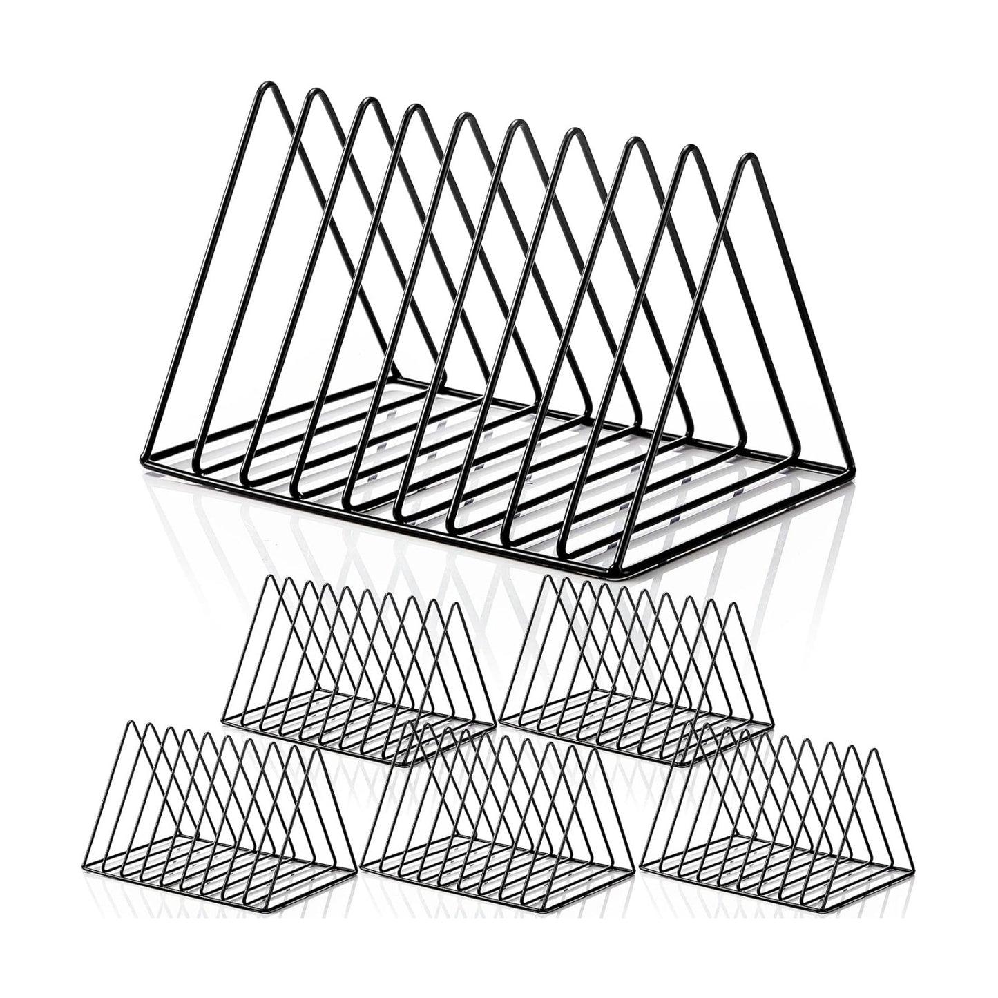 6 Pieces Magazine Holder Triangle File Holder Book Record Metal Vinyl Record Storage Magazine Rack Multifunction