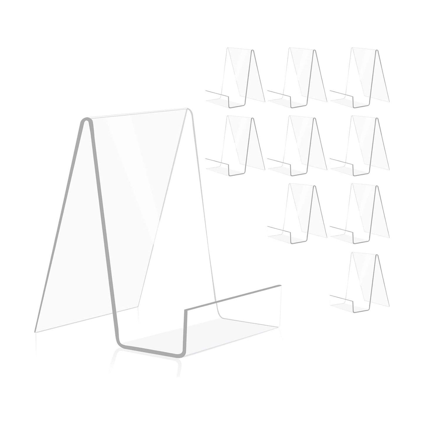 Acrylic Book Stand Thickened Clear Book Display / Clear 2mm/thick / 6 Large+4 Small / Set of 10