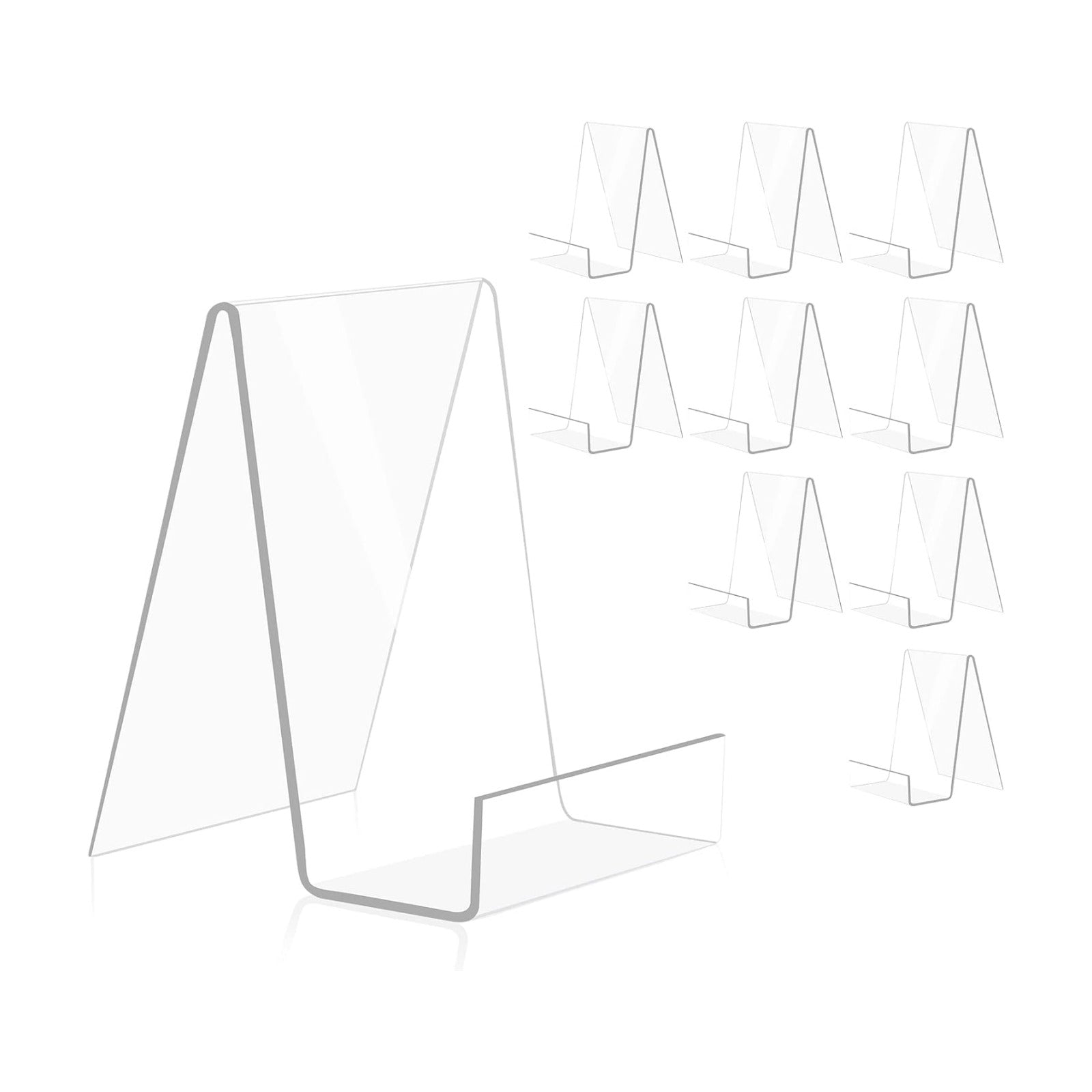 Acrylic Book Stand Thickened Clear Book Display / Clear 2mm/thick / 6 Large+4 Small / Set of 10