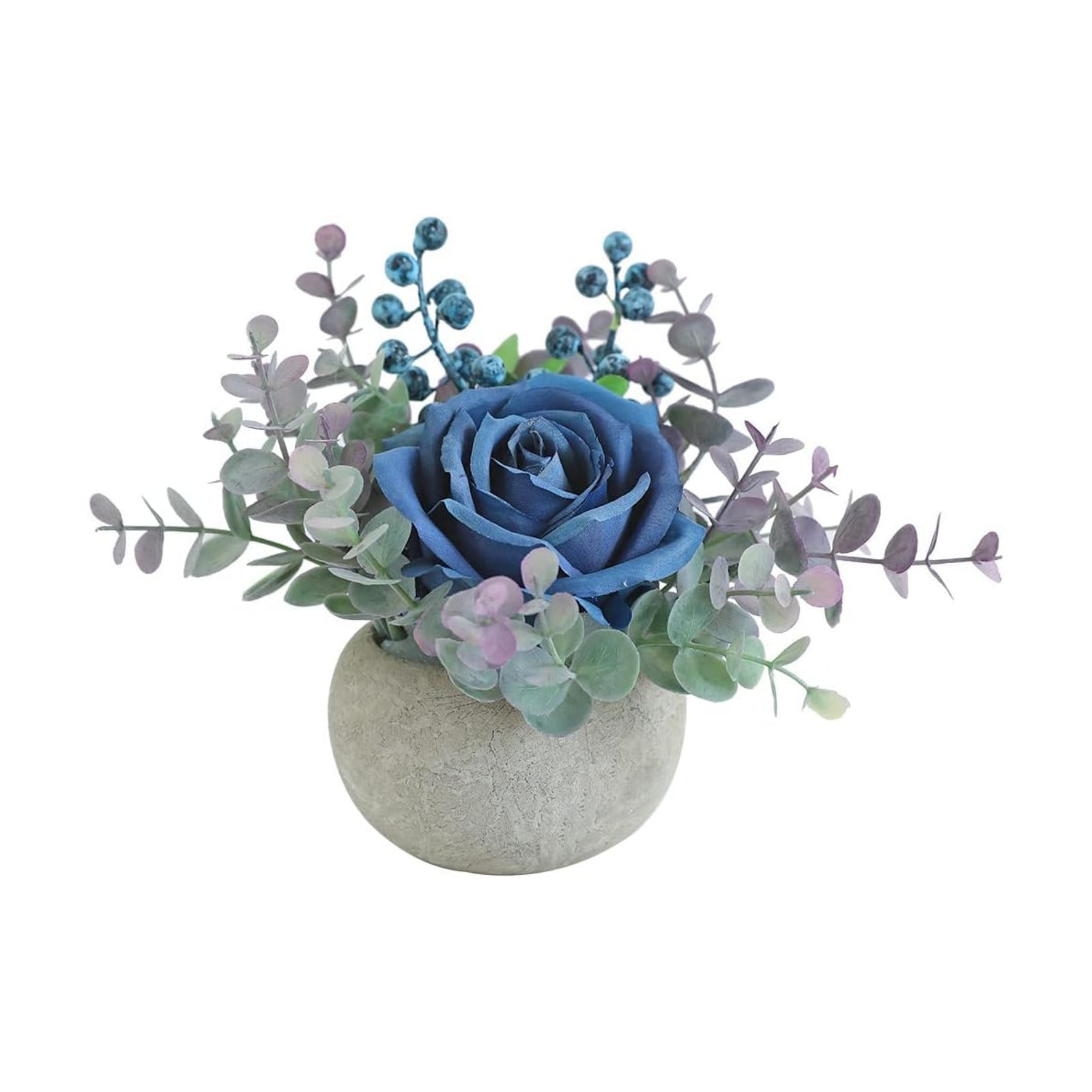 Small Artificial Rose Potted Plant / Blue