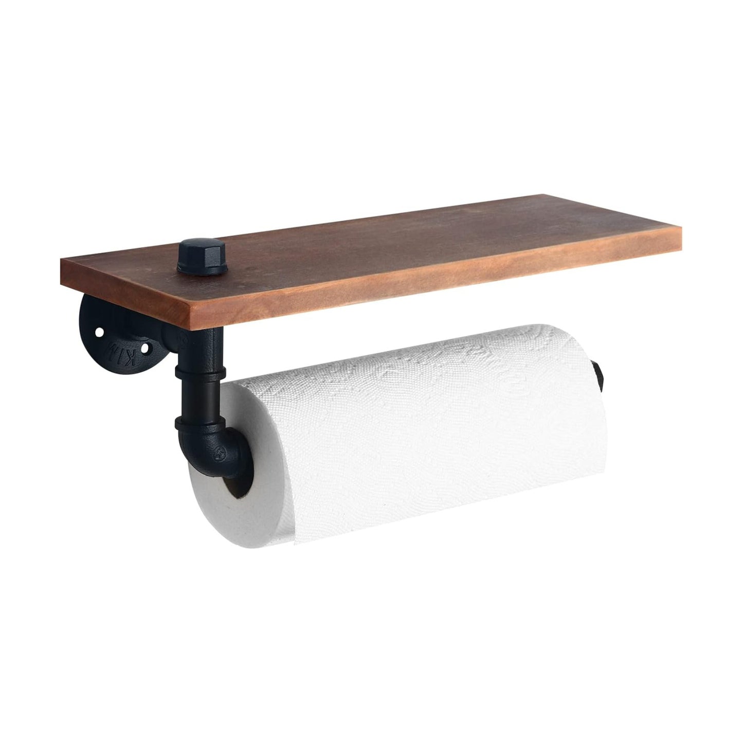 HouseAid Industrial Pipe Paper Towel Holder with Shelf, Rustic Farmhouse Paper Towel Rack for Bathroom, Kitchen, Wall