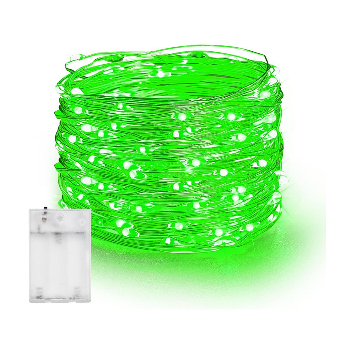 Dazzle Bright Fairy Lights Battery Operated, 20 FT 60 LED Silver Wire St. Patrick's Day Waterproof Battery Operated String Lights, Christmas Decorations for Indoor Outdoor Bedroom Yard Decor, Green