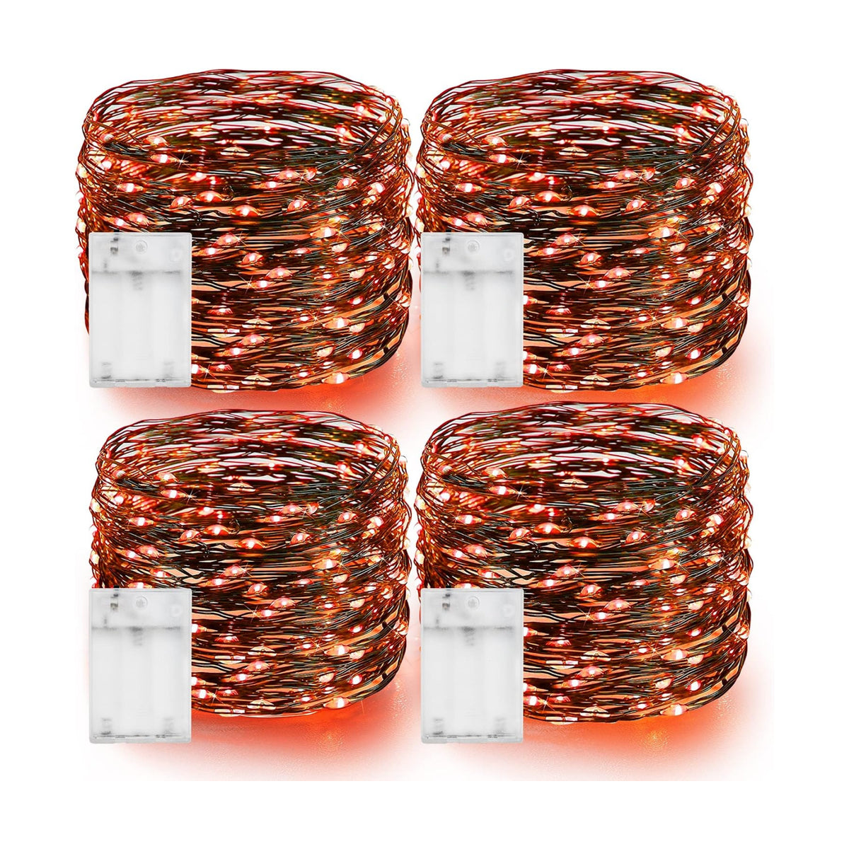 Dazzle Bright Orange Halloween Fairy String Lights, 4 Pack Total 80FT 240LED Copper Wire Battery Operated Waterproof Lights, Halloween Decorations for Indoor Home Outdoor Patio Yard Party Decor