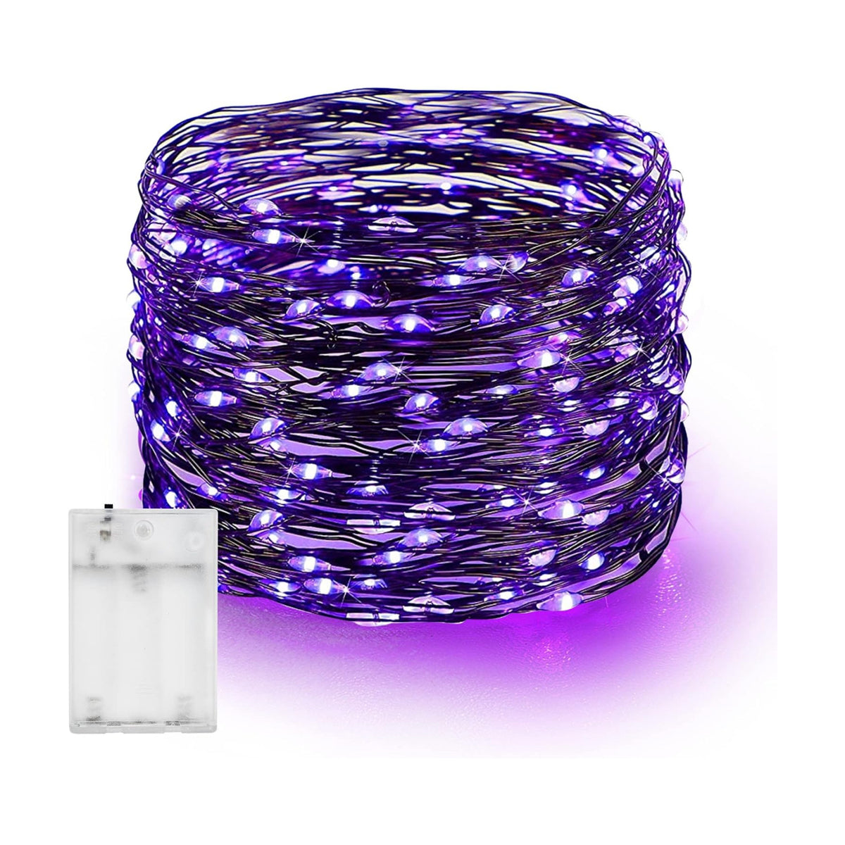 Dazzle Bright Halloween Fairy String Lights, 20 FT 60 LED Copper Wire Battery Operated Waterproof Lights, Halloween Decorations for Indoor Home Room Outdoor Garden Patio Party Decor (Purple)