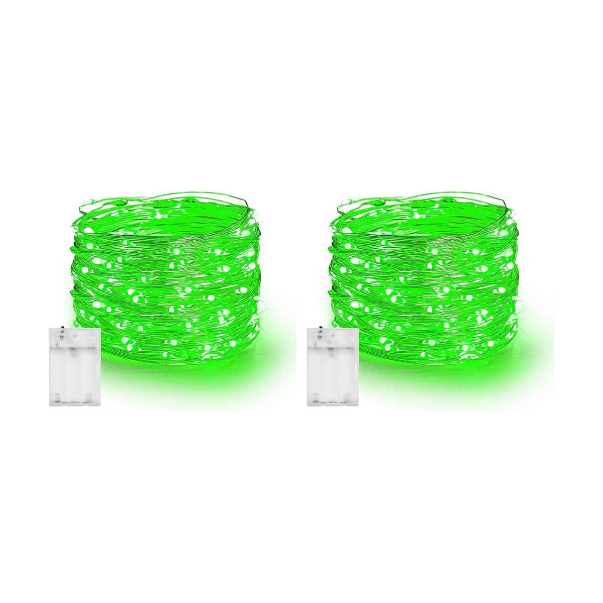 Dazzle Bright Fairy Lights Battery Operated, 2 Pack Total 40FT 120LED Silver Wire Waterproof String Lights, Christmas St. Patrick's Day Decorations for Indoor Outdoor Bedroom Yard Decor, Green