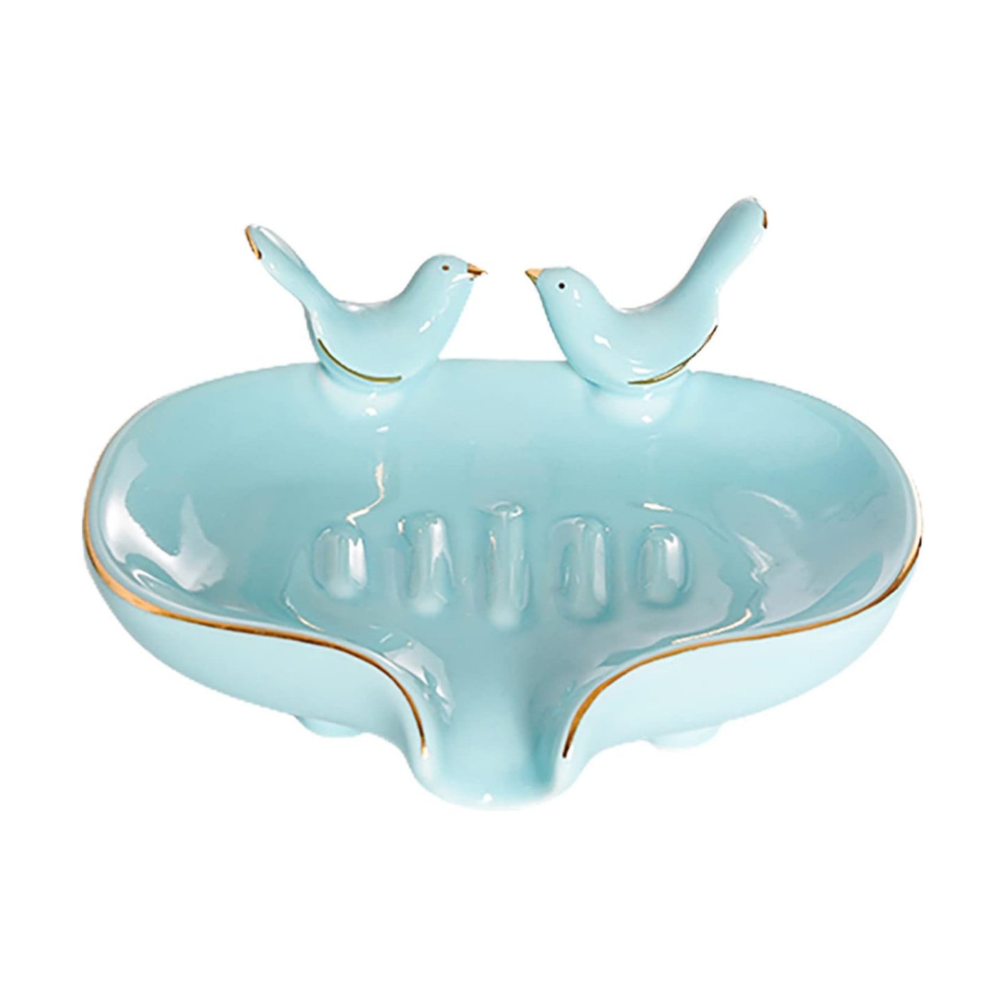 WYSRJ Bar Soap Holder Bird Shape Ceramic Self Draining Soap Dish Soap Saver Dish for Shower / Blue