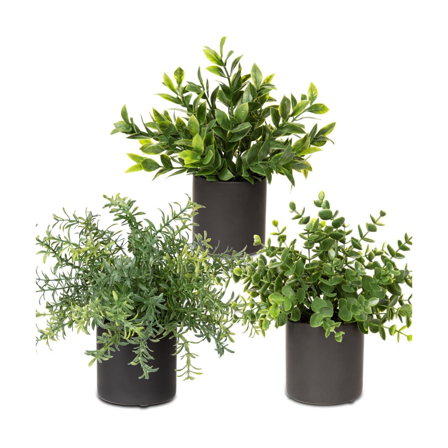 Ceramic Pot Artificial Potted Plants for Rustic Farmhouse Decor / Ceramic Pot #02 / Set of 3