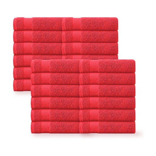 Linteum Textile Supply Red Hand Towels for Bathroom 16x27 Inches 100% Cotton Zero Twist Hand Towel Set Quick Dry Highly