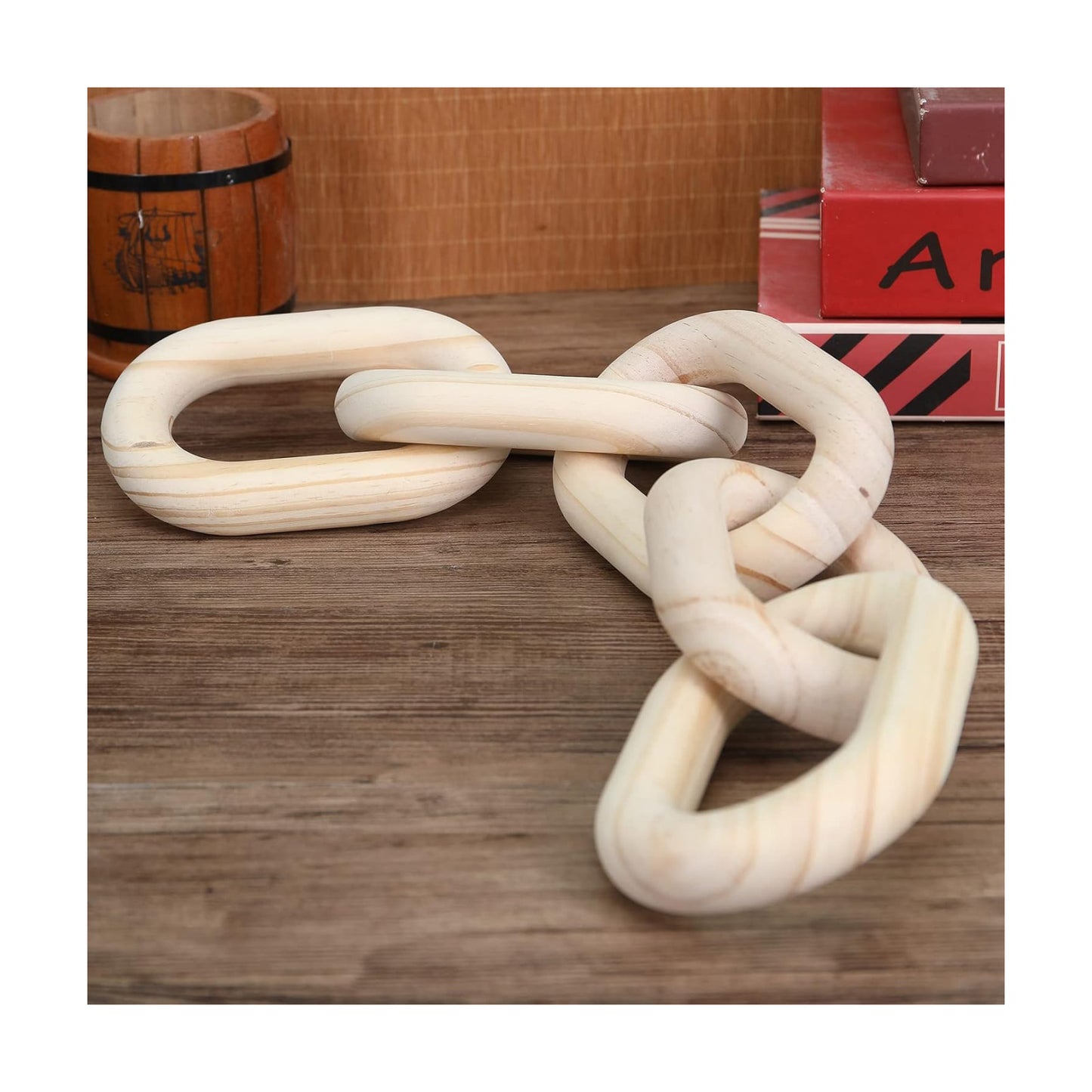 Wood Chain Link Decor boho- Hand Carved Decorative Wooden Chain / Natural