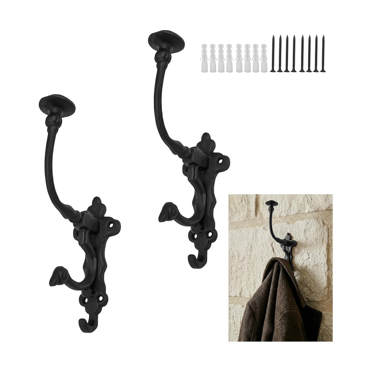 Mystic Colonial Rustic Cast Iron Wall Hooks