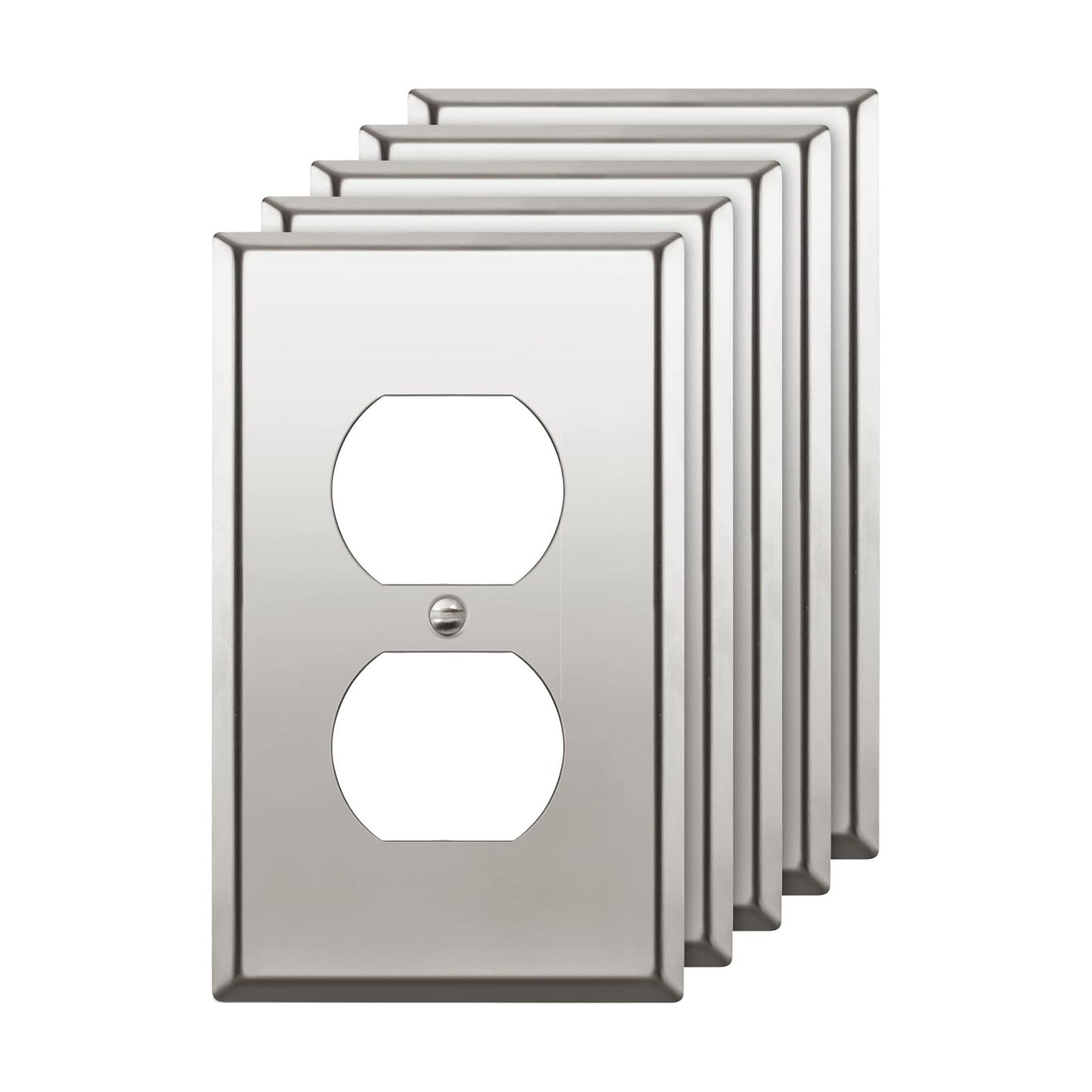 ENERLITES Duplex Receptacle Outlet Metal Wall Plate, Stainless Steel 201 Outlet Cover, Corrosion Resistant, Size 1-Gang