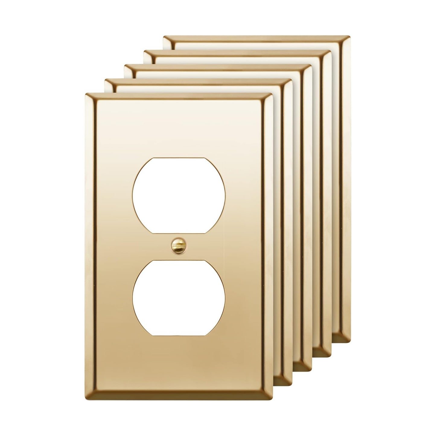 ENERLITES Duplex Receptacle Outlet Metal Wall Plate, Stainless Steel 201 Outlet Cover, Corrosion Resistant, Size 1-Gang