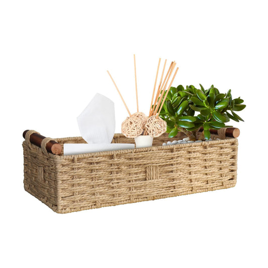 Round Paper Rope Storage Basket / Beige / 14.5 x 6.6 x 3.74
