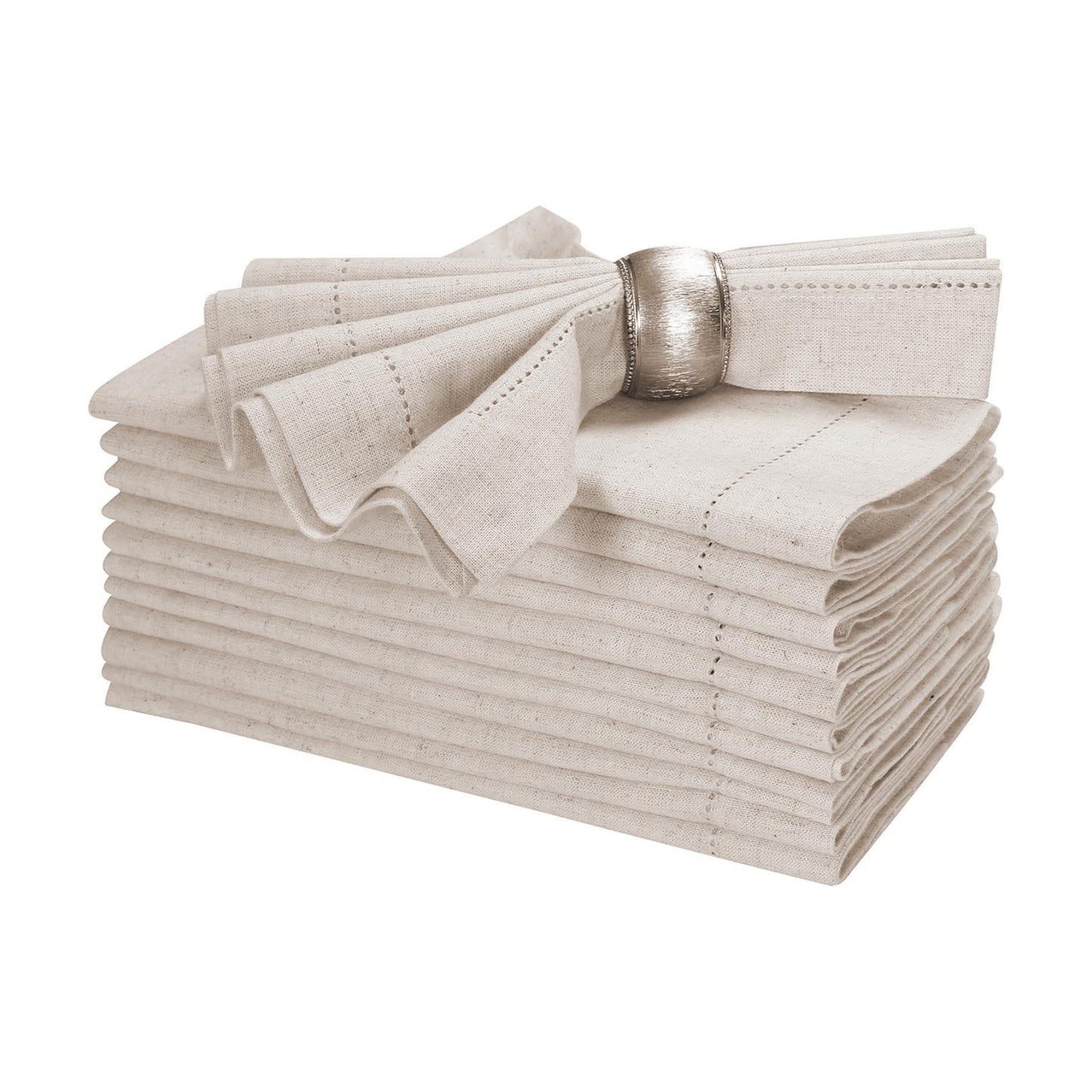 HOMIDATE Linen Cotton Cloth Dinner Napkins, 20x20, Set of 12 | Flax cotton blend, hemstitched mitered corners, machine