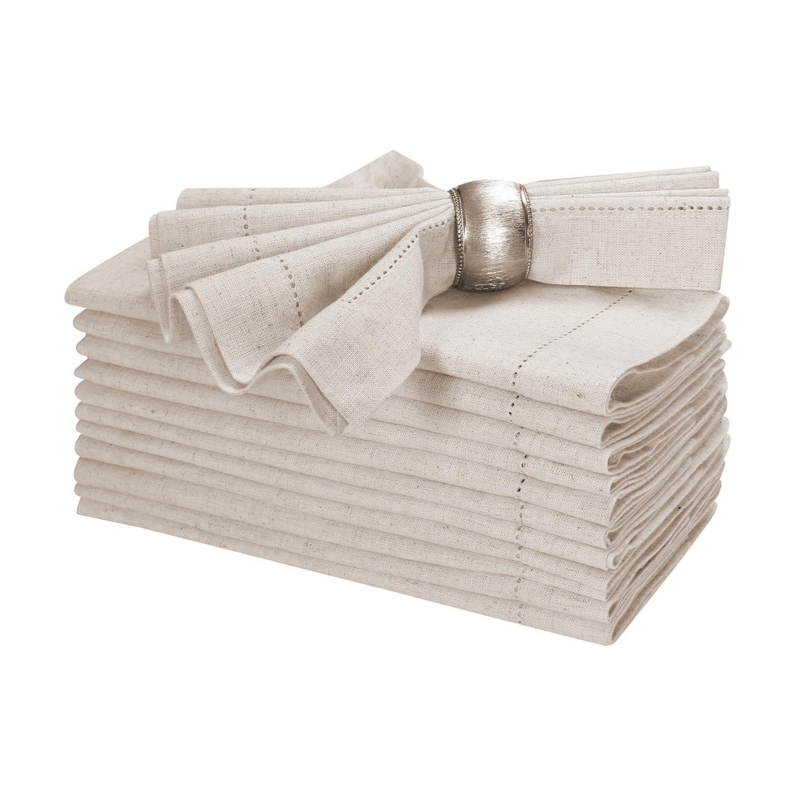 HOMIDATE Linen Cotton Cloth Dinner Napkins, 20x20, Set of 12 | Flax cotton blend, hemstitched mitered corners, machine