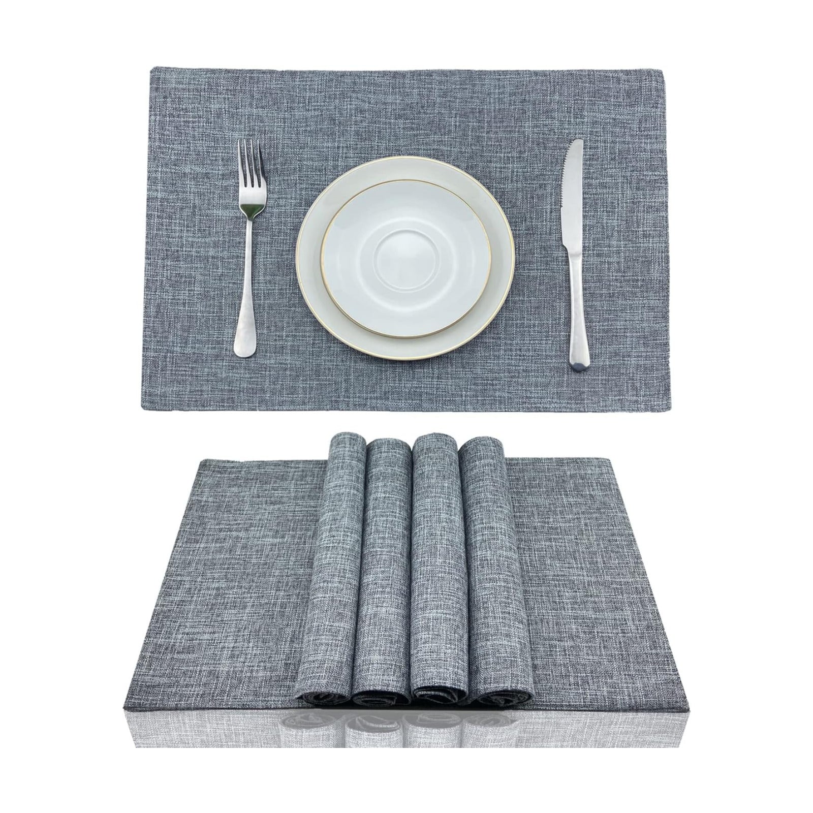 Weabetfu Cloth Placemats Set of 6 Heat Resistant Dining Table Placemmats | Cotton Linen Machine Washable Kitchen Table