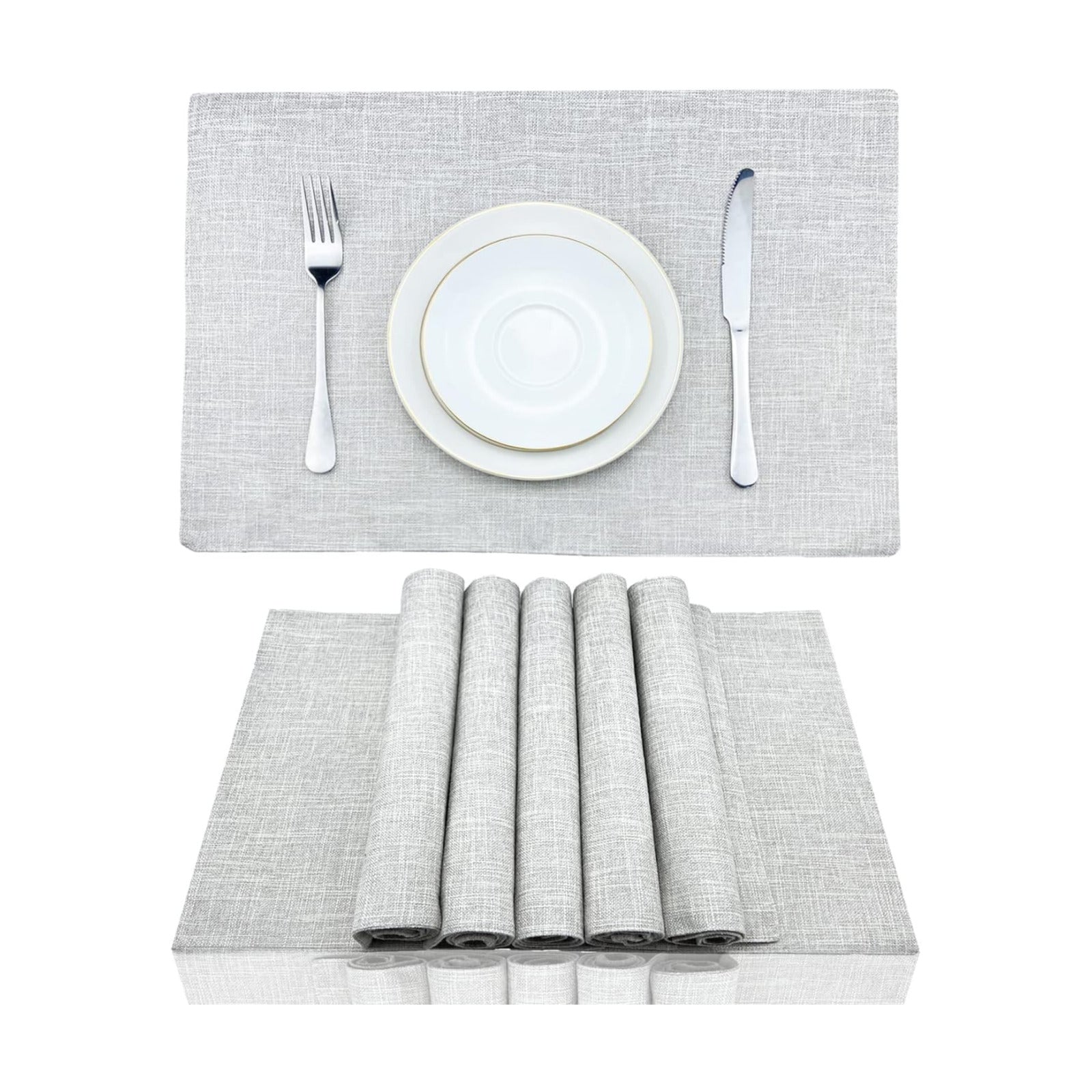 Weabetfu Cloth Placemats Set of 6 Heat Resistant Dining Table Placemmats | Cotton Linen Machine Washable Kitchen Table