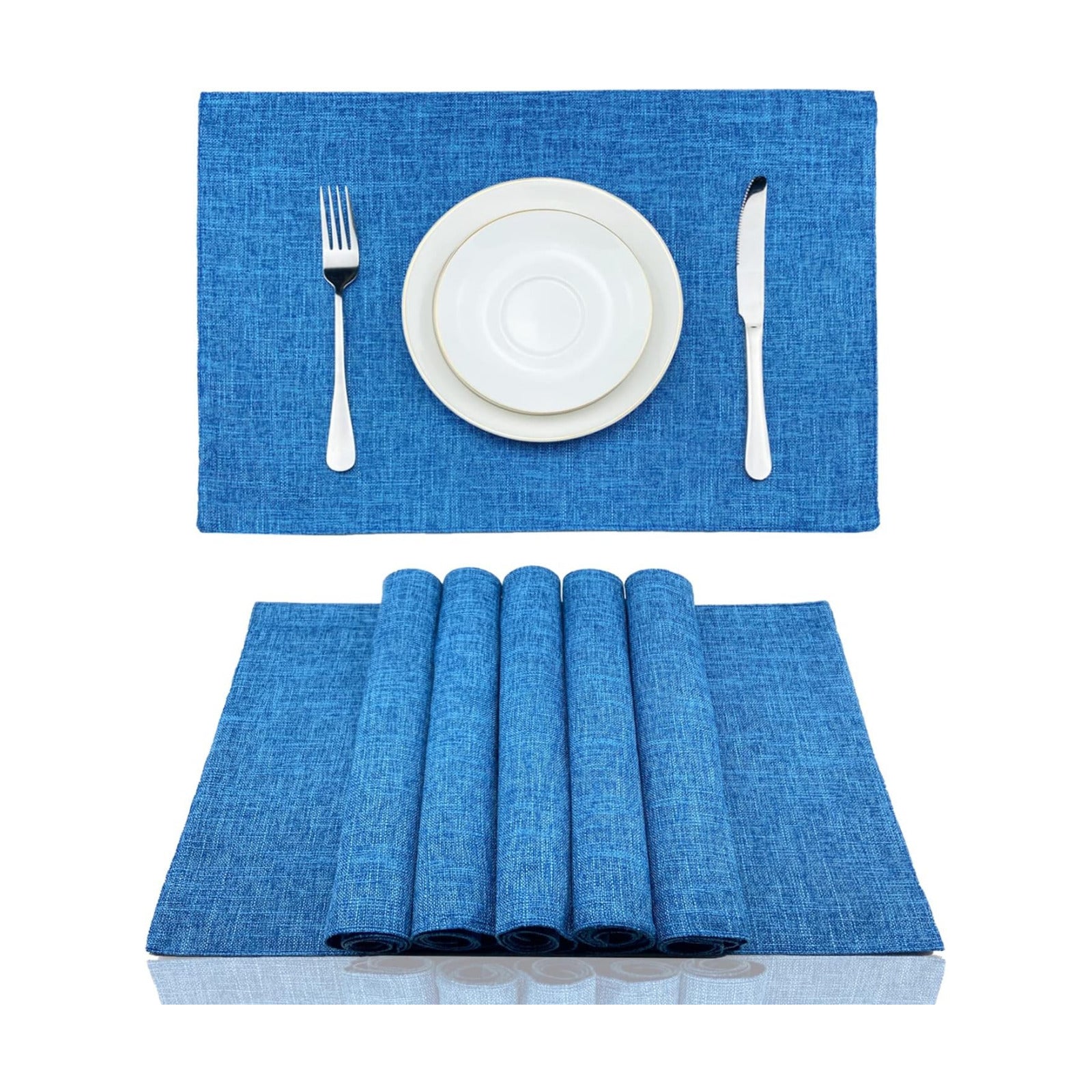 Weabetfu Cloth Placemats Set of 6 Heat Resistant Dining Table Placemmats | Cotton Linen Machine Washable Kitchen Table