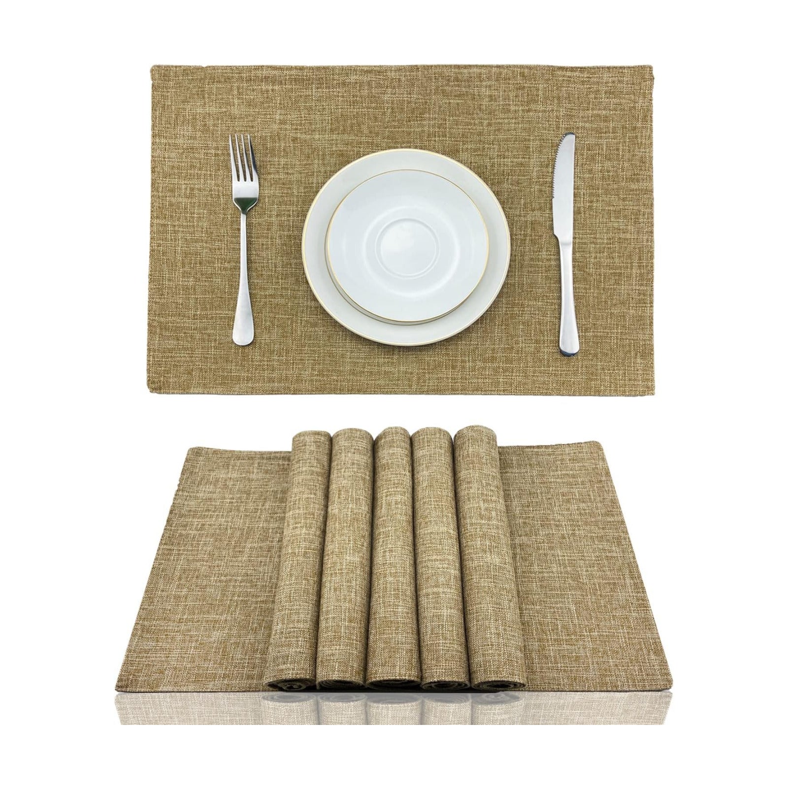 Weabetfu Cloth Placemats Set of 6 Heat Resistant Dining Table Placemmats | Cotton Linen Machine Washable Kitchen Table