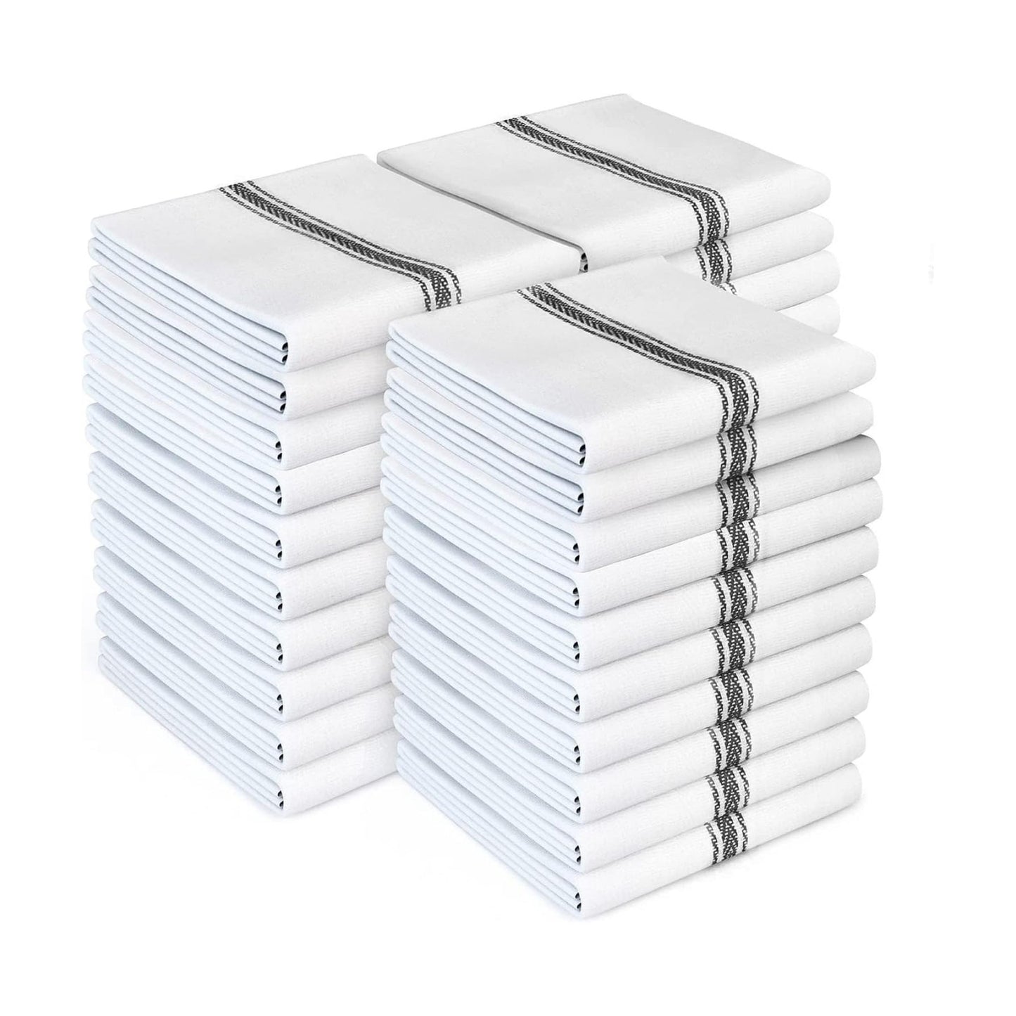 Zeppoli Classic Kitchen Towels - 30 Pack 100% Natural Cotton Towel Set, Reusable Wash Cloths, Absorbent Dish Towels