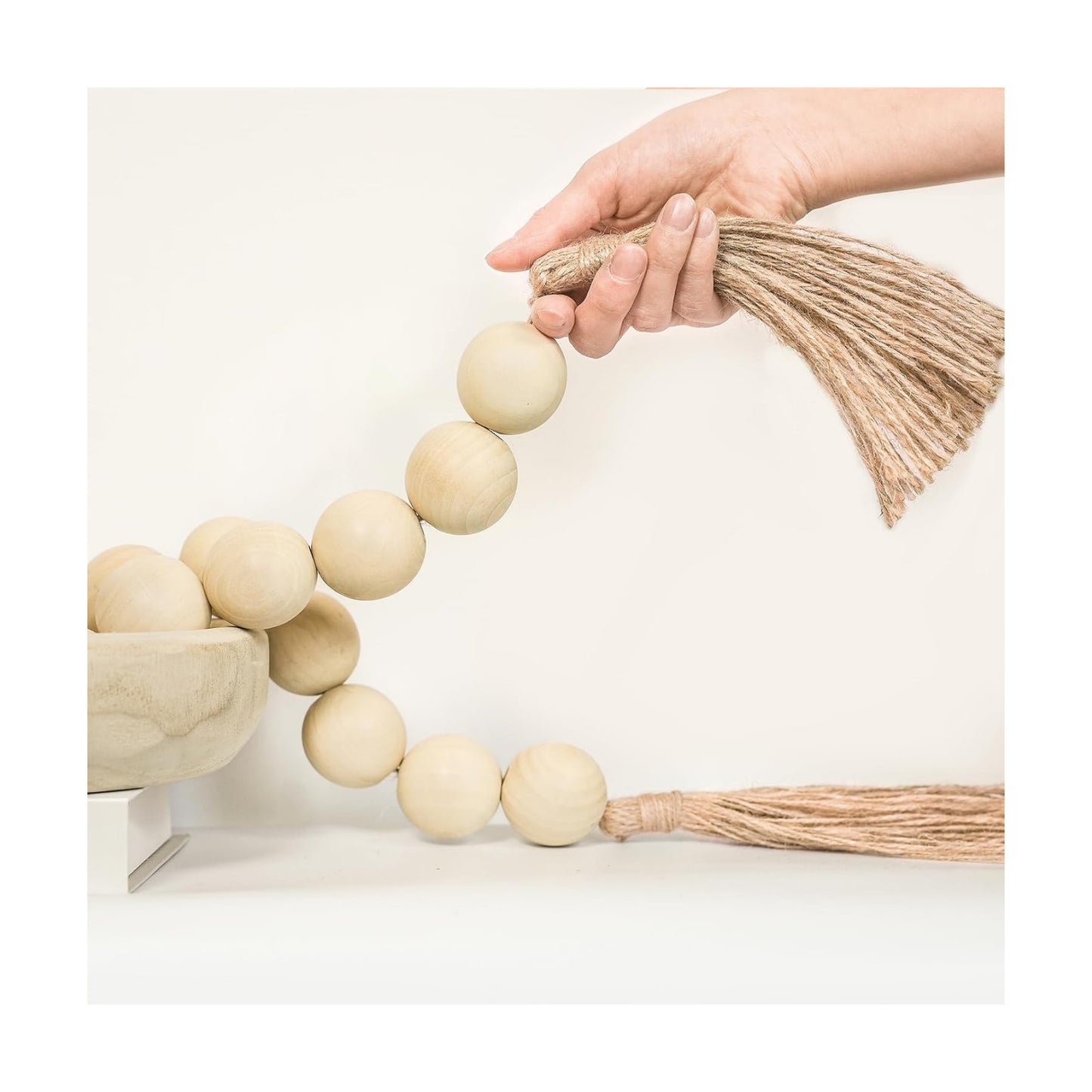Wooden Beads Garland / 67 Inches / Nature Beige