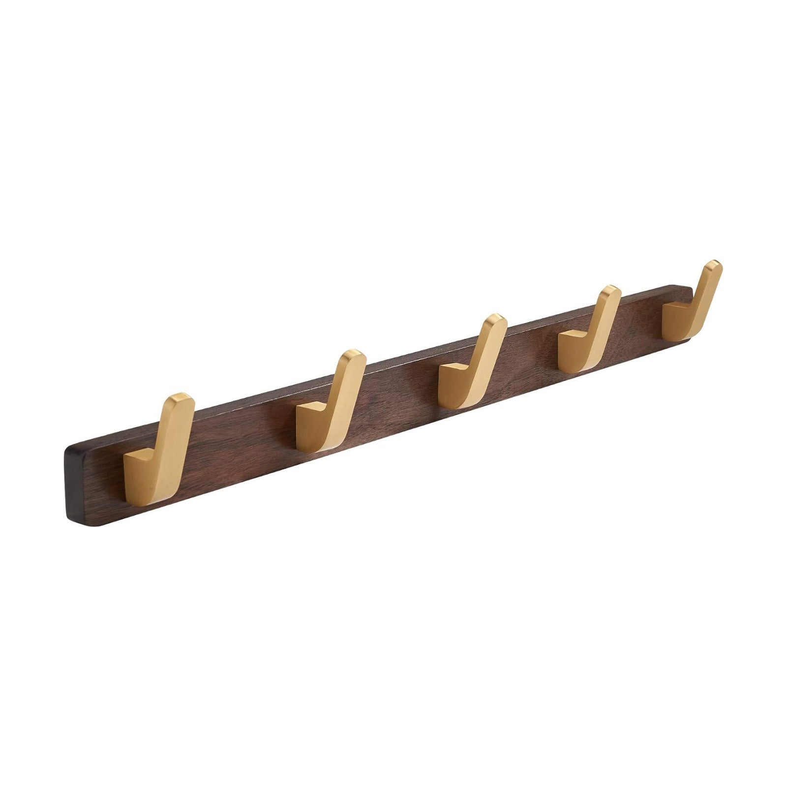 Wall Mounted Coat Rack, Metal Wood with 5 Hooks | Entryway Hanging, For Coat, Scarf, Bag, Towel, Key, Cap, Hat, Walnut