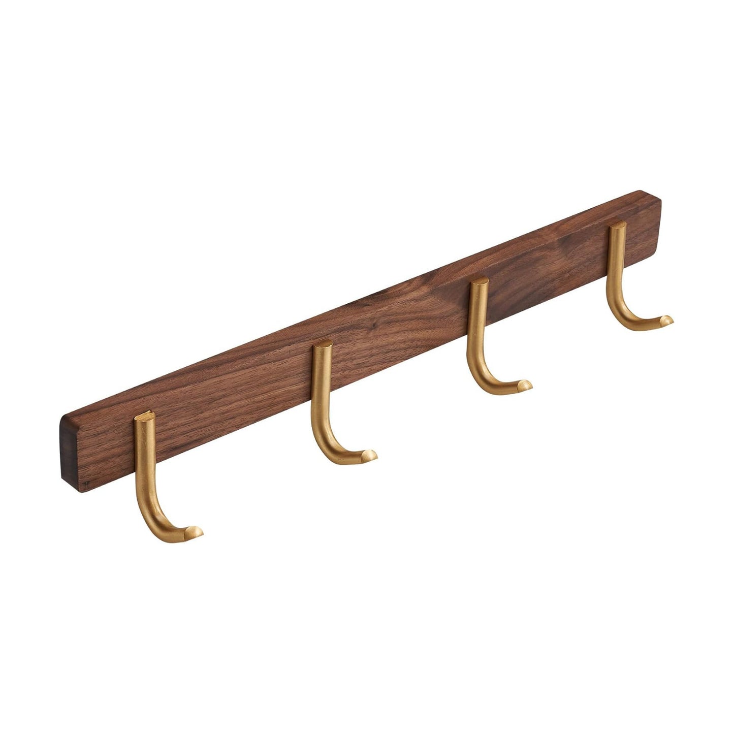 Wall Mounted Coat Rack, Metal Wood with 4 Hooks | Entryway Hanging, For Coat, Scarf, Bag, Towel, Key, Cap, Hat, Walnut