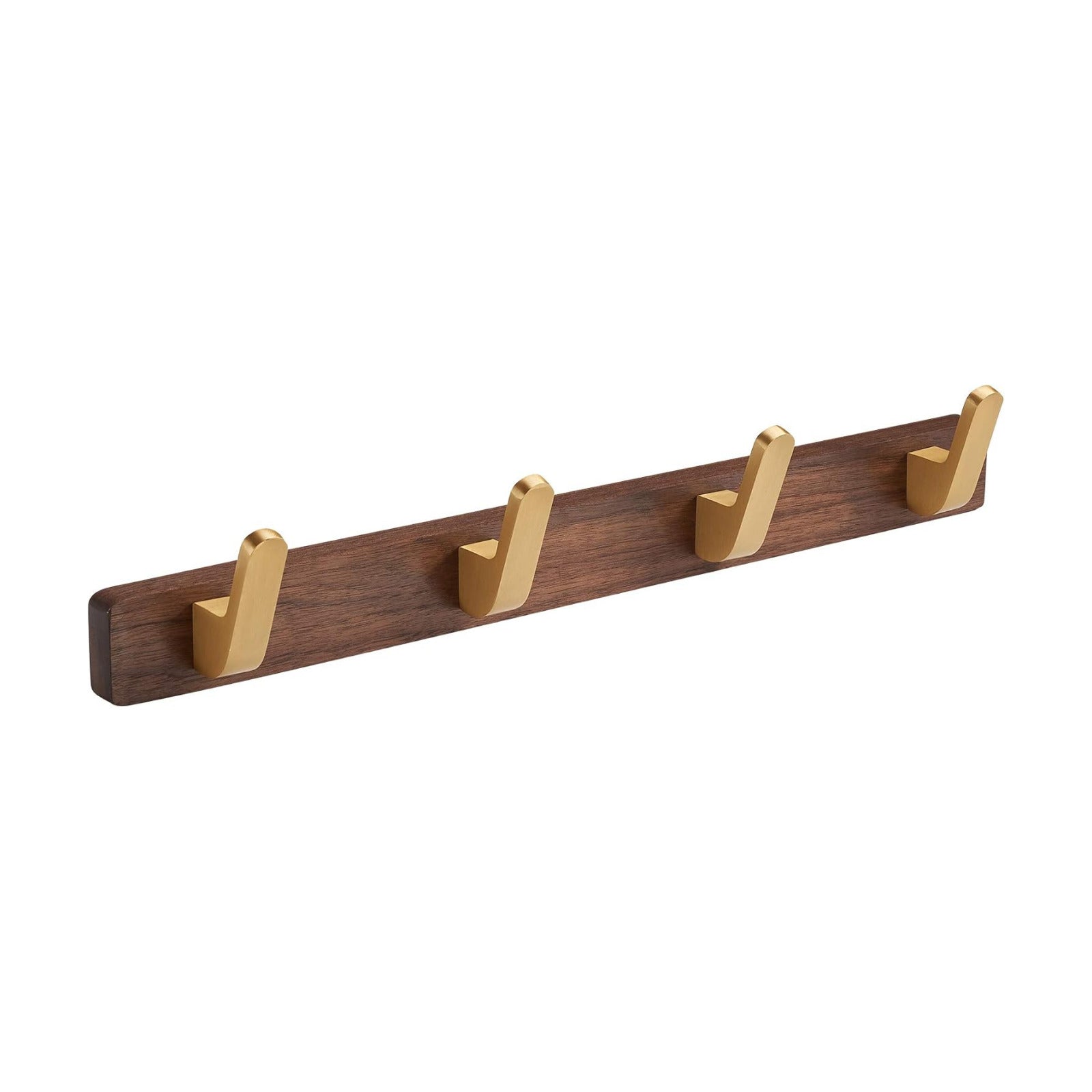 Wall Mounted Coat Rack, Metal Wood with 4 Hooks | Entryway Hanging, For Coat, Scarf, Bag, Towel, Key, Cap, Hat, Walnut