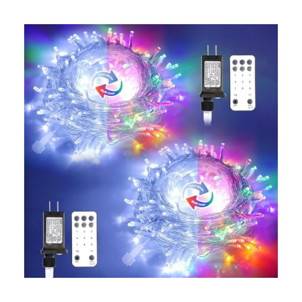 JMEXSUSS 2 Pack 100 LED Color Changing Christmas Lights Outdoor Waterproof