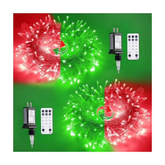 JMEXSUSS 2 Pack 100 LED Red Green Halloween Lights Indoor Outdoor