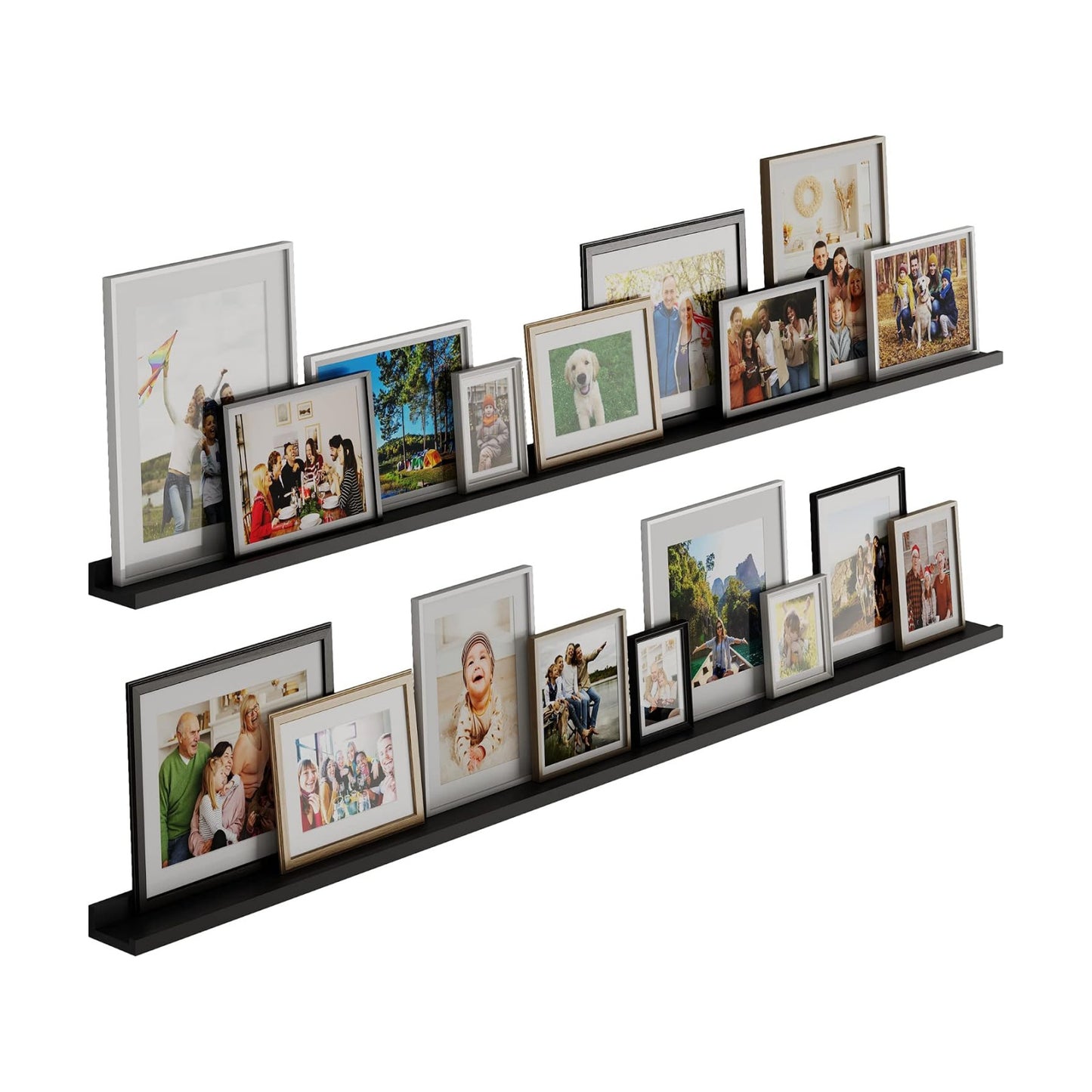 Wallniture Denver 72" Floating Shelves for Picture Frames Collage Wall Decor Picture Ledge Living Room, Vinyl Record