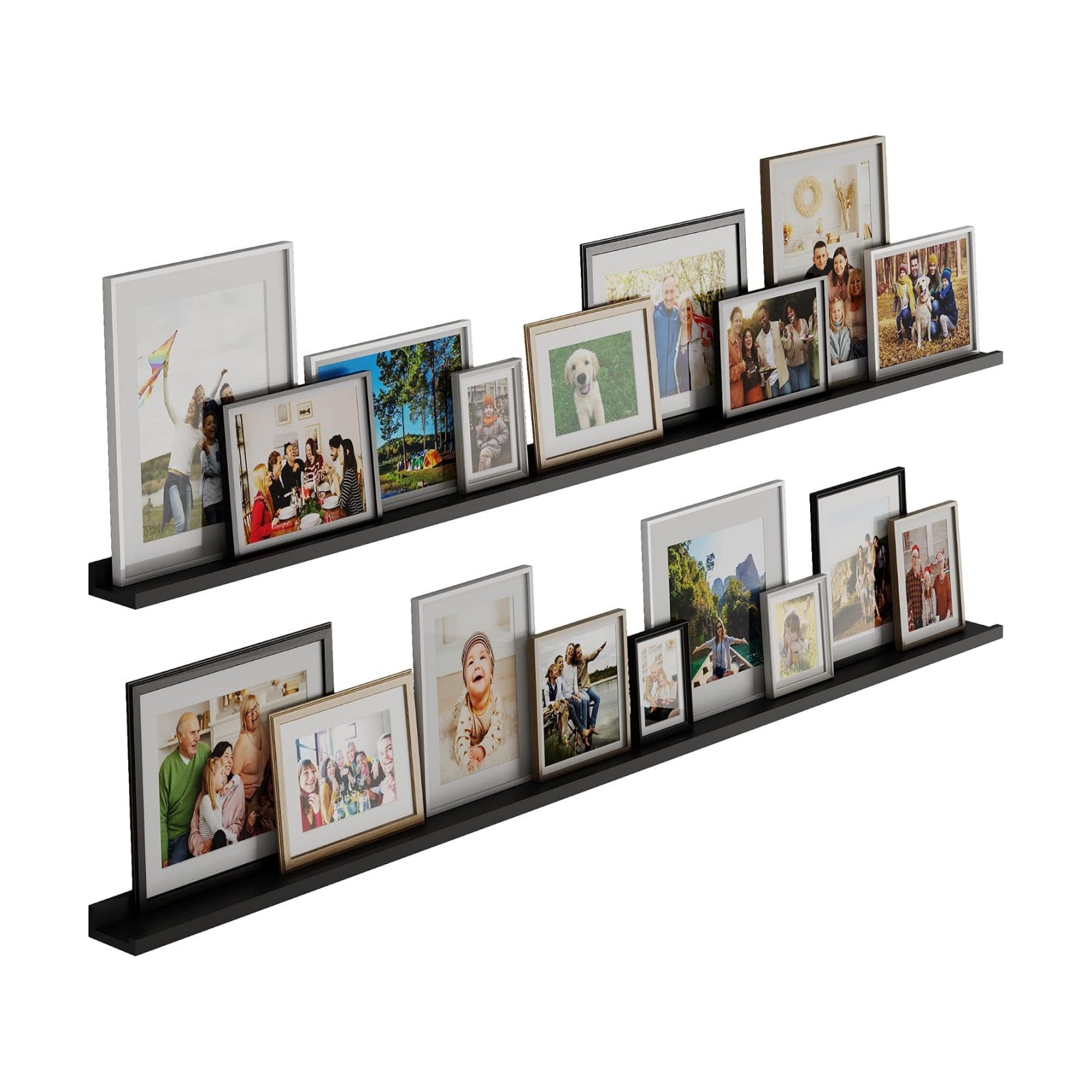 Wallniture Denver 72" Floating Shelves for Picture Frames Collage Wall Decor Picture Ledge Living Room, Vinyl Record