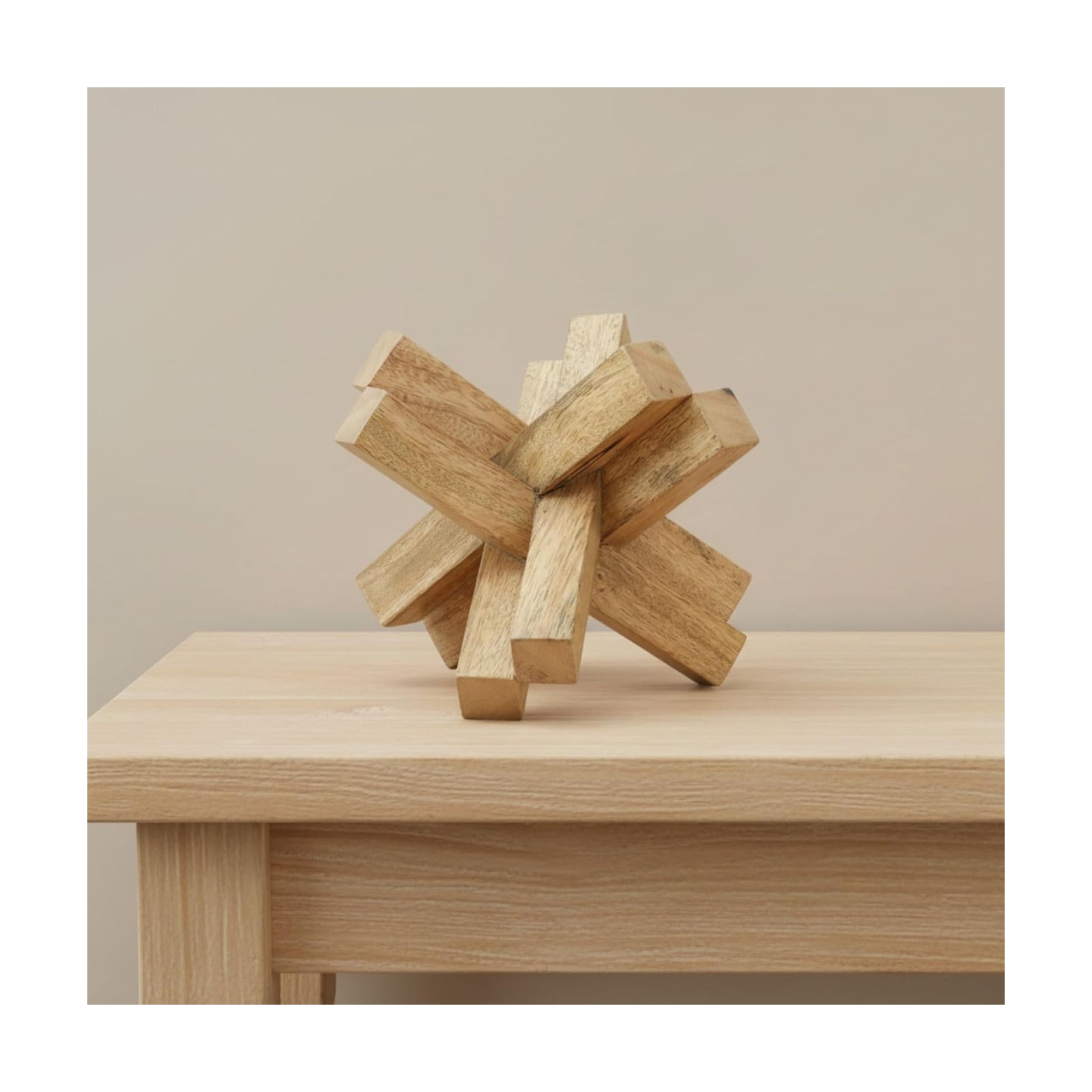 Modern Jacks Sculpture Decorative Wooden Accent / 6.0" H / Brown