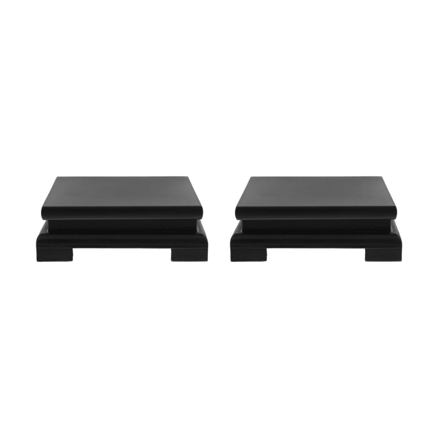 Square Wooden Pedestal Stand Wood Base Display Risers for Vase Plant Pot Home / 5.9 Inch / Set of 2