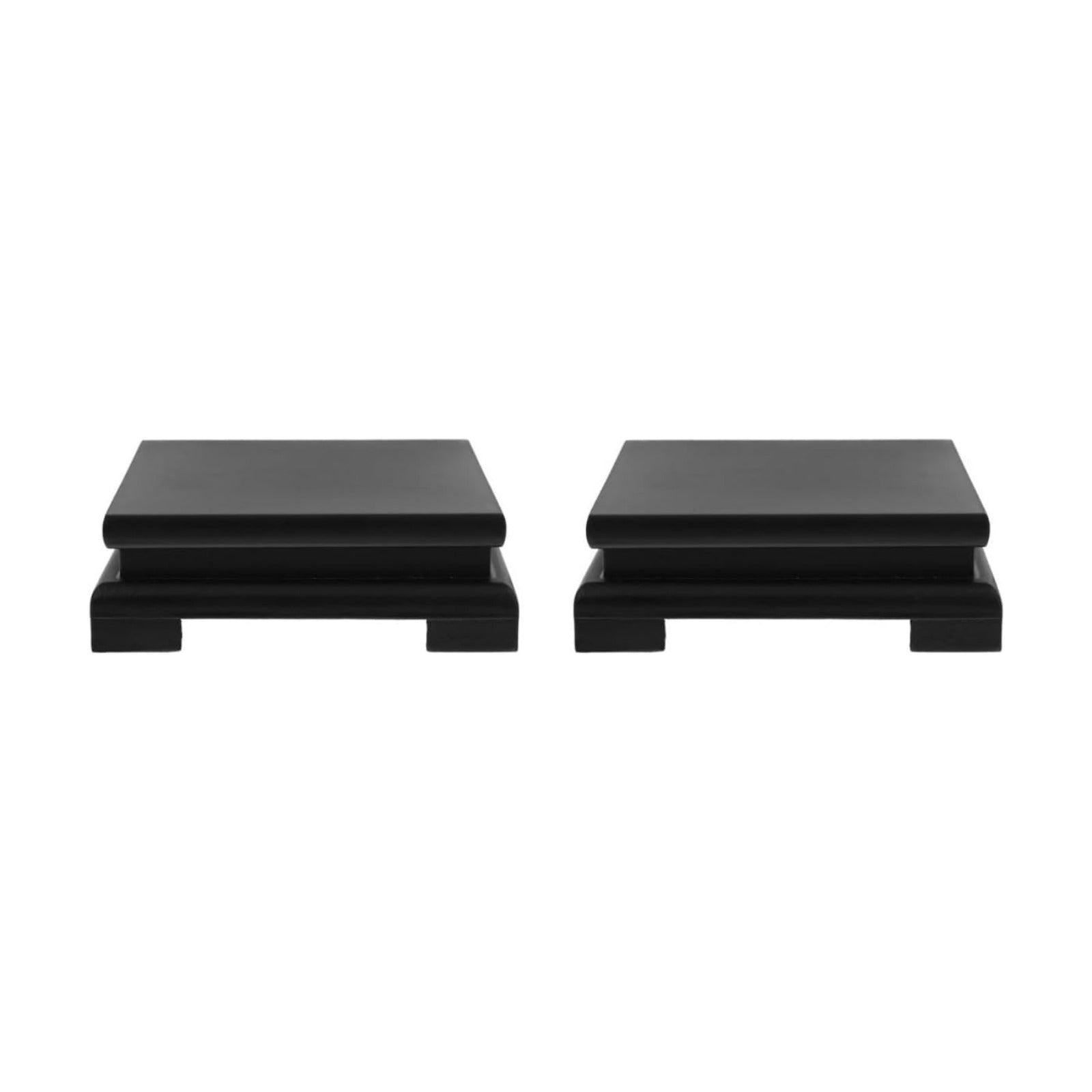 Square Wooden Pedestal Stand Wood Base Display Risers for Vase Plant Pot Home / 5.9 Inch / Set of 2