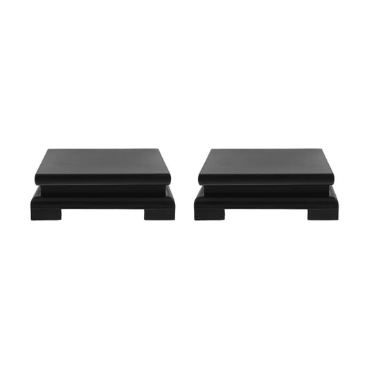 Square Wooden Pedestal Stand Wood Base Display Risers for Vase Plant Pot Home / 5.9 Inch / Set of 2