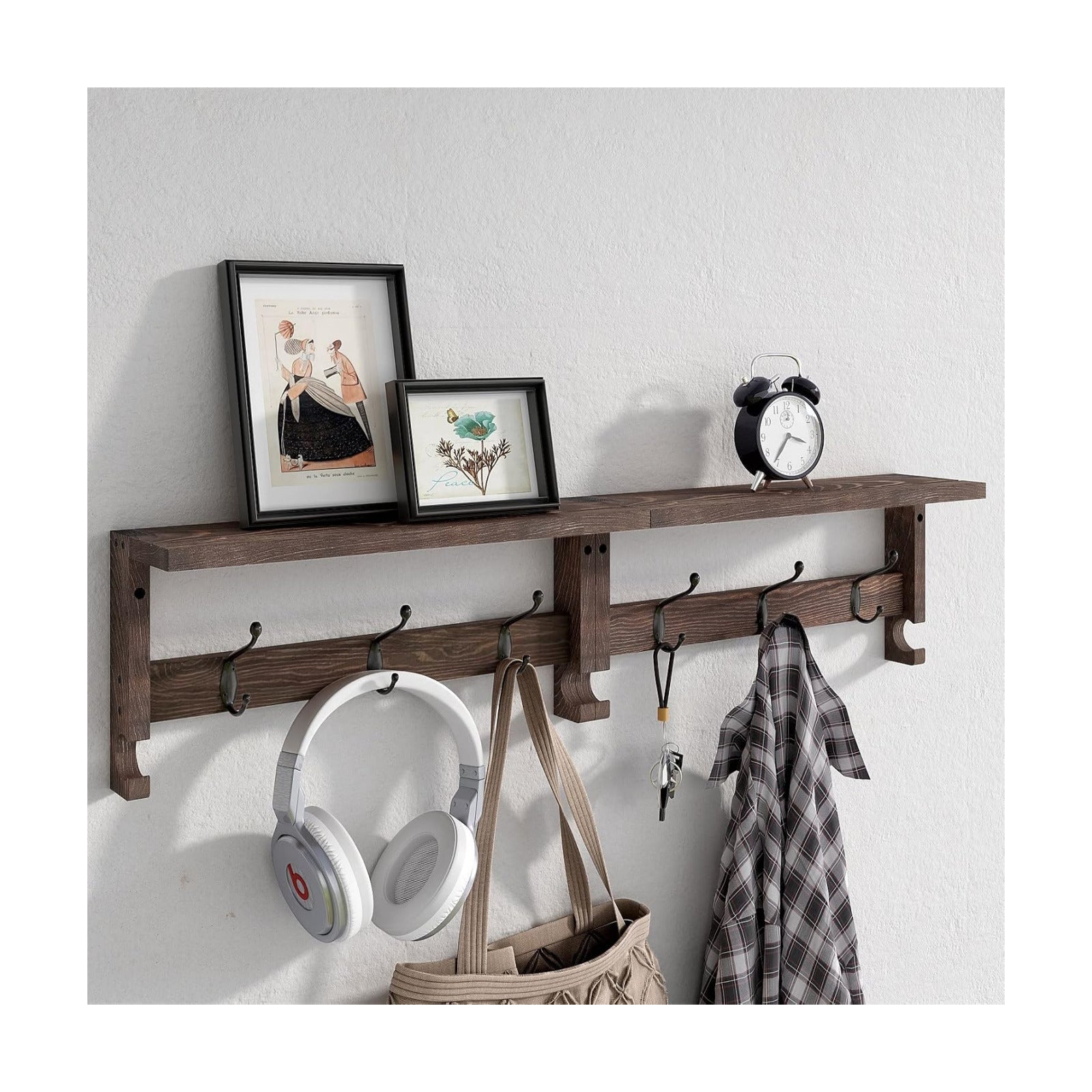 Wood Rack Wall-Mounted / 31.6 Inch / Brown / 31.5 Inch