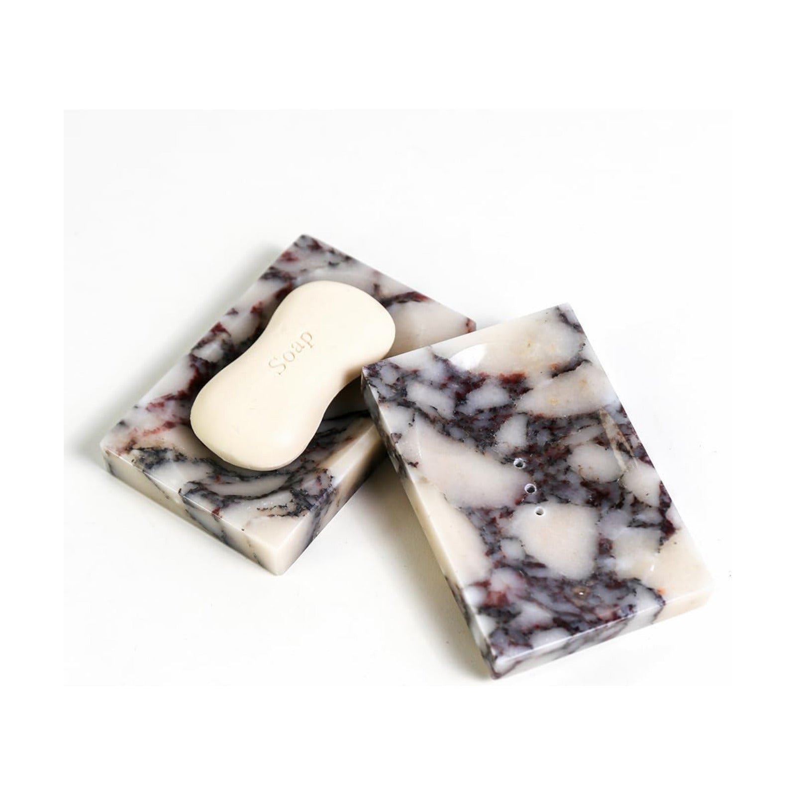 Marble Soap Dish Tray Marble Soap Holder Trinket Plate / Calacatta-viola / 4.7"L x 3.1"W / Natural