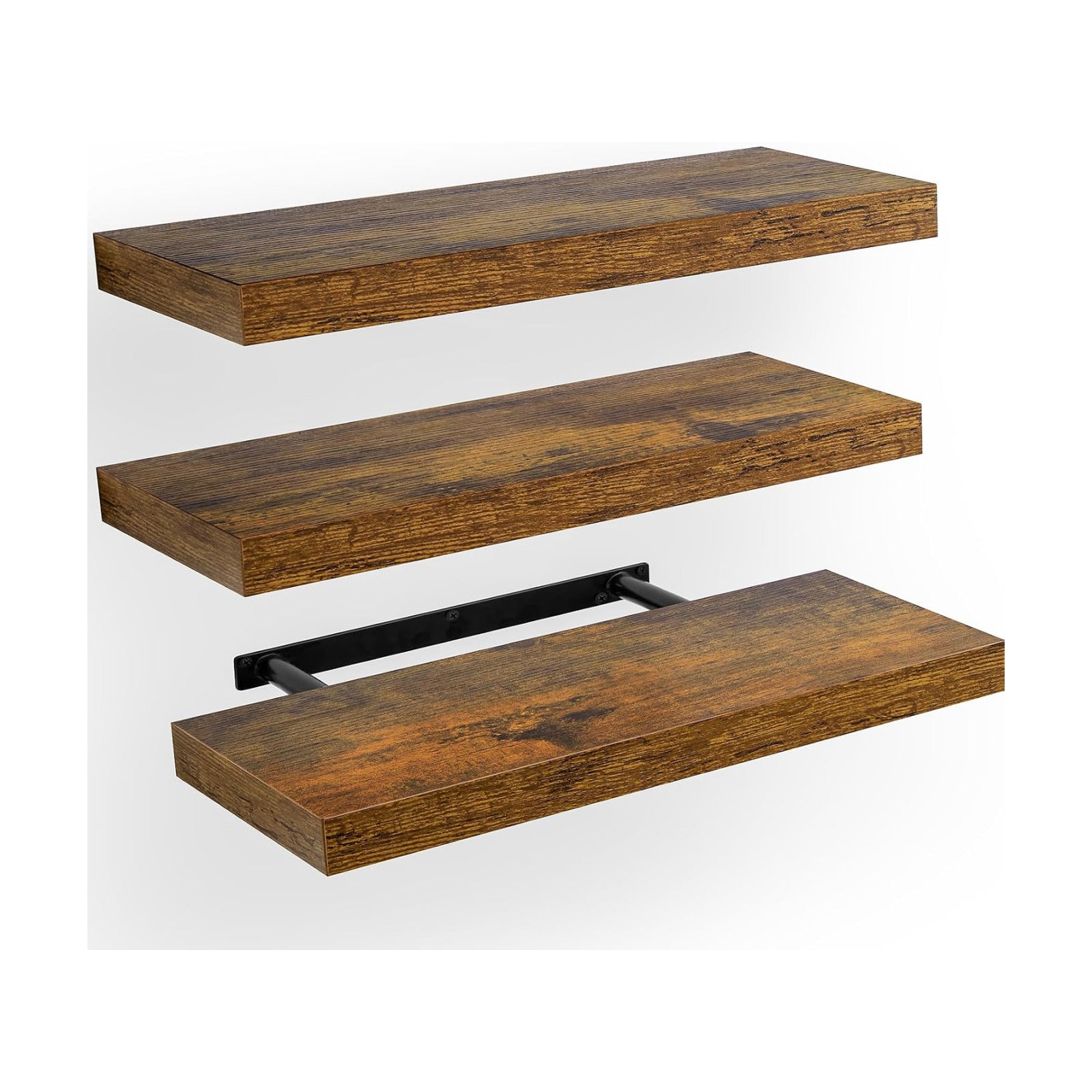 Amada 15.7" Floating Shelves for Wall Decor & Storage, Set of 3, Brown