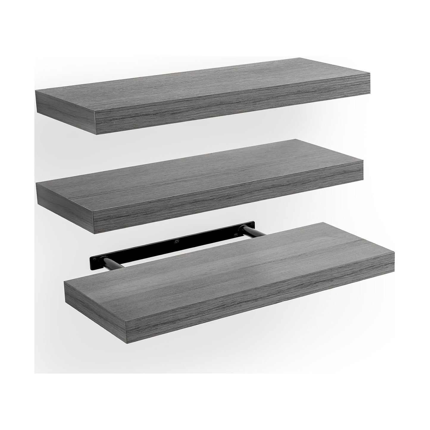 Amada 15.7" Floating Shelves for Wall Decor & Storage, Set of 3, Gray