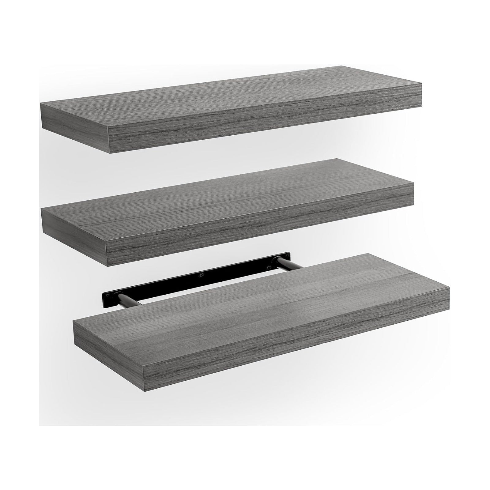 Amada 15.7" Floating Shelves for Wall Decor & Storage, Set of 3, Gray