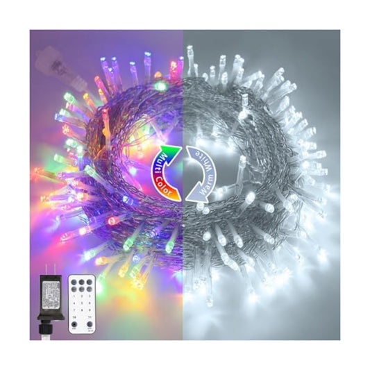 JMEXSUSS 200LED Christmas Lights, Color Changing, Clear Wire