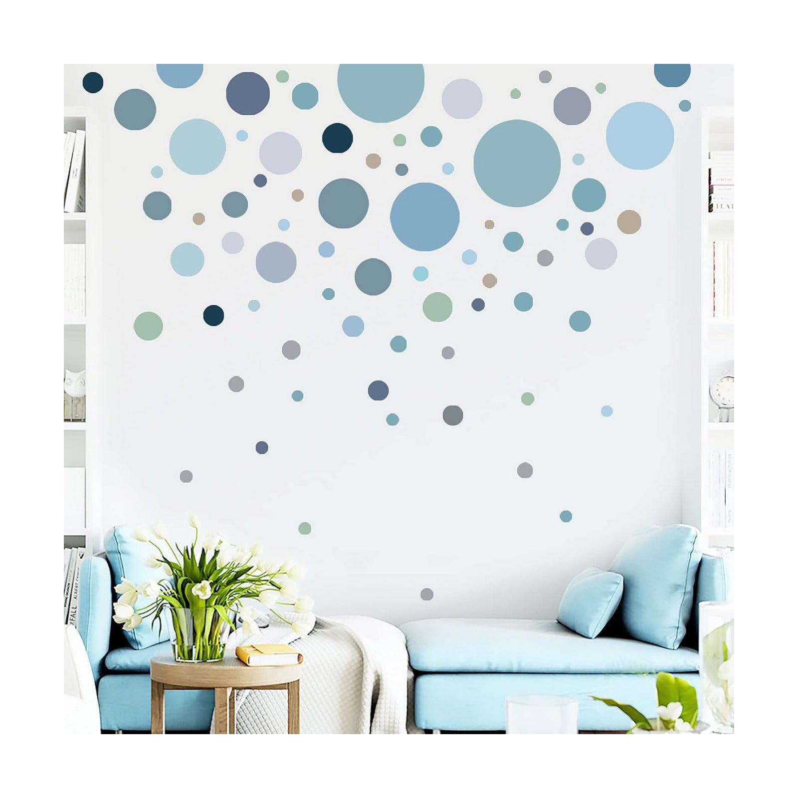 Polka Dot Wall Decals Colorful Circle Wall Stickers DIY Removable Peel and Stick Boho / Blue-grey