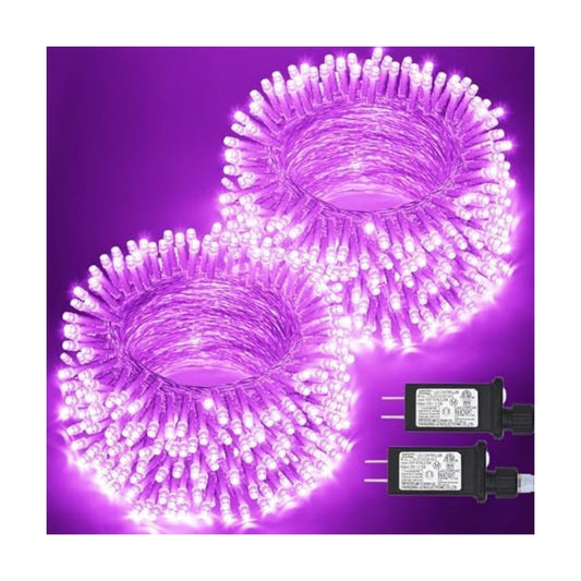 JMEXSUSS 2 Pack 100 LED Purple Halloween Lights Outdoor Waterproof