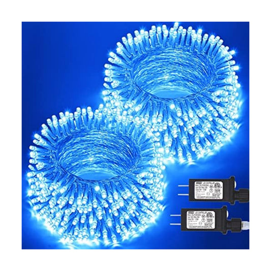 JMEXSUSS 2 Pack Blue Halloween Lights Indoor, 100 LED String Lights Plug in