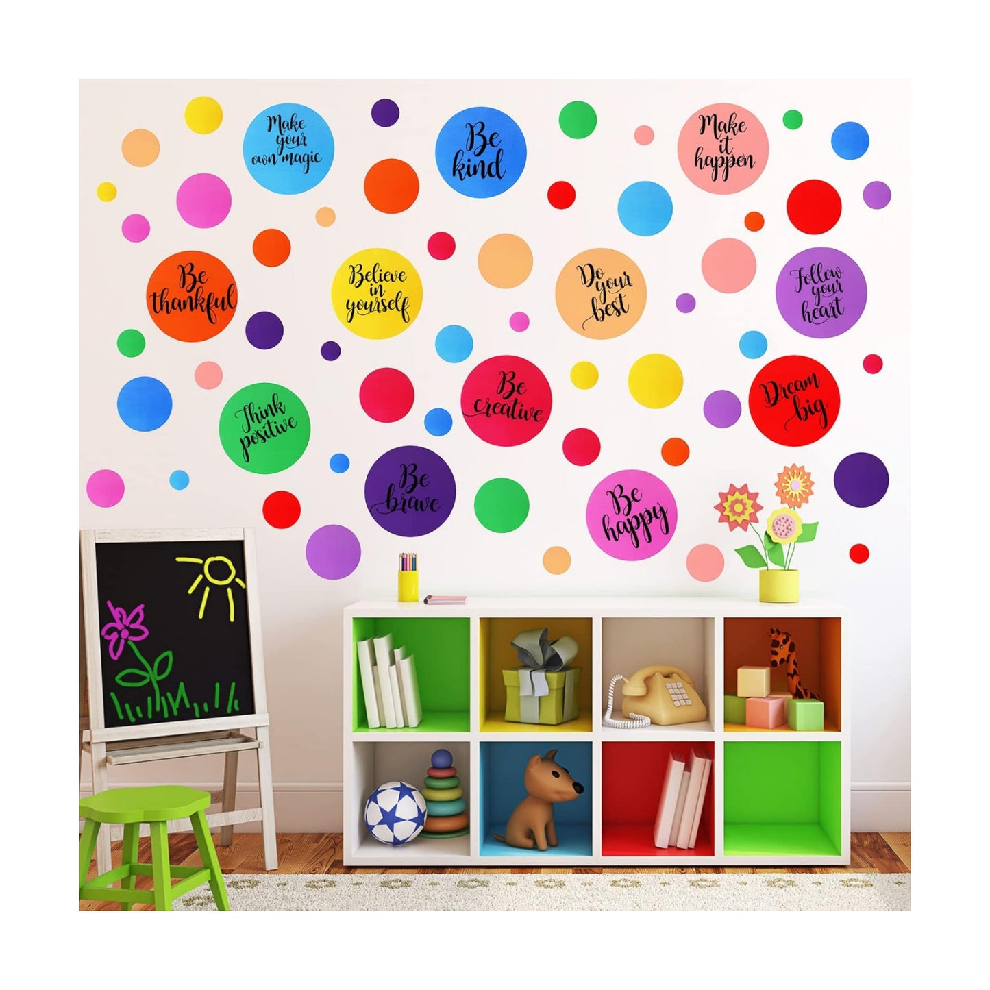 Polka Dot Wall Decals Inspirational Dots Wall Stickers Removable Peel / Mixed Color / Set of 576