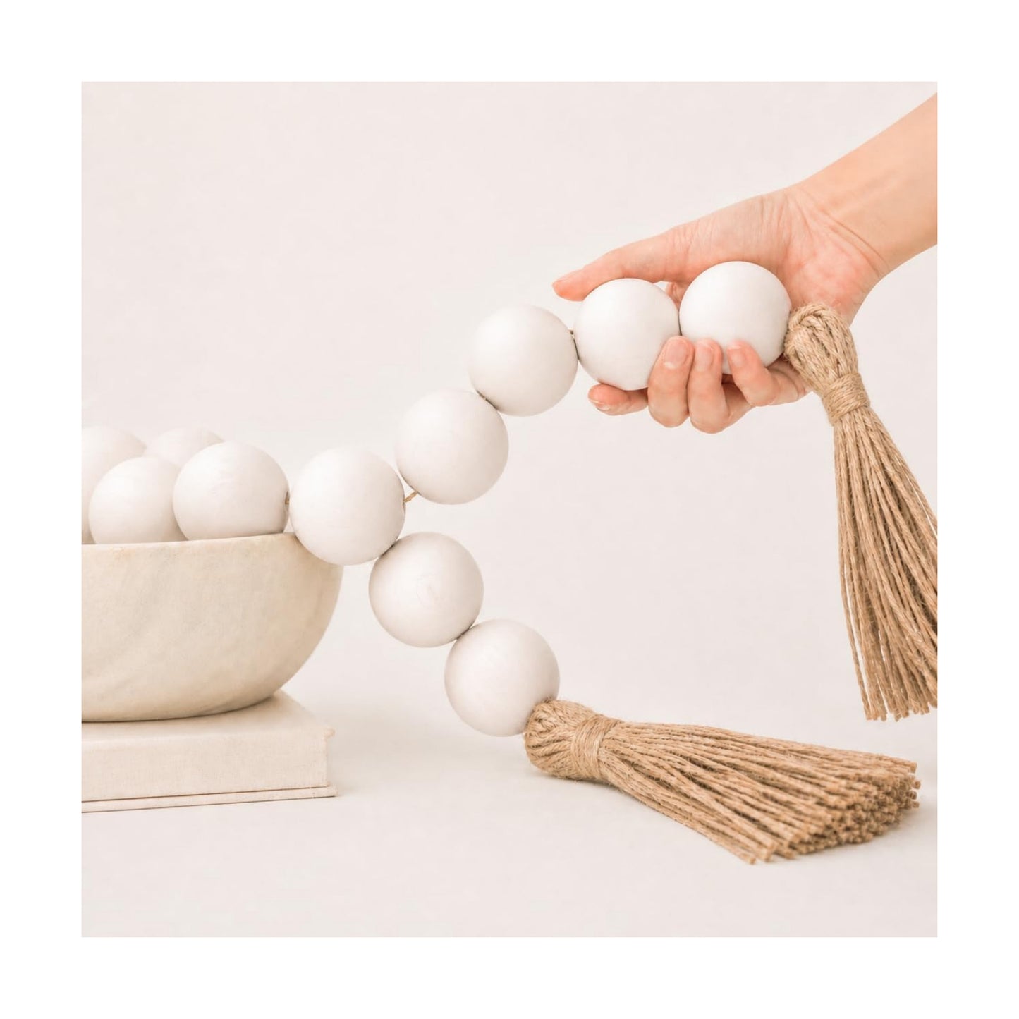 Extra Large Wood Bead Garland White / 4 White / 41 Inches