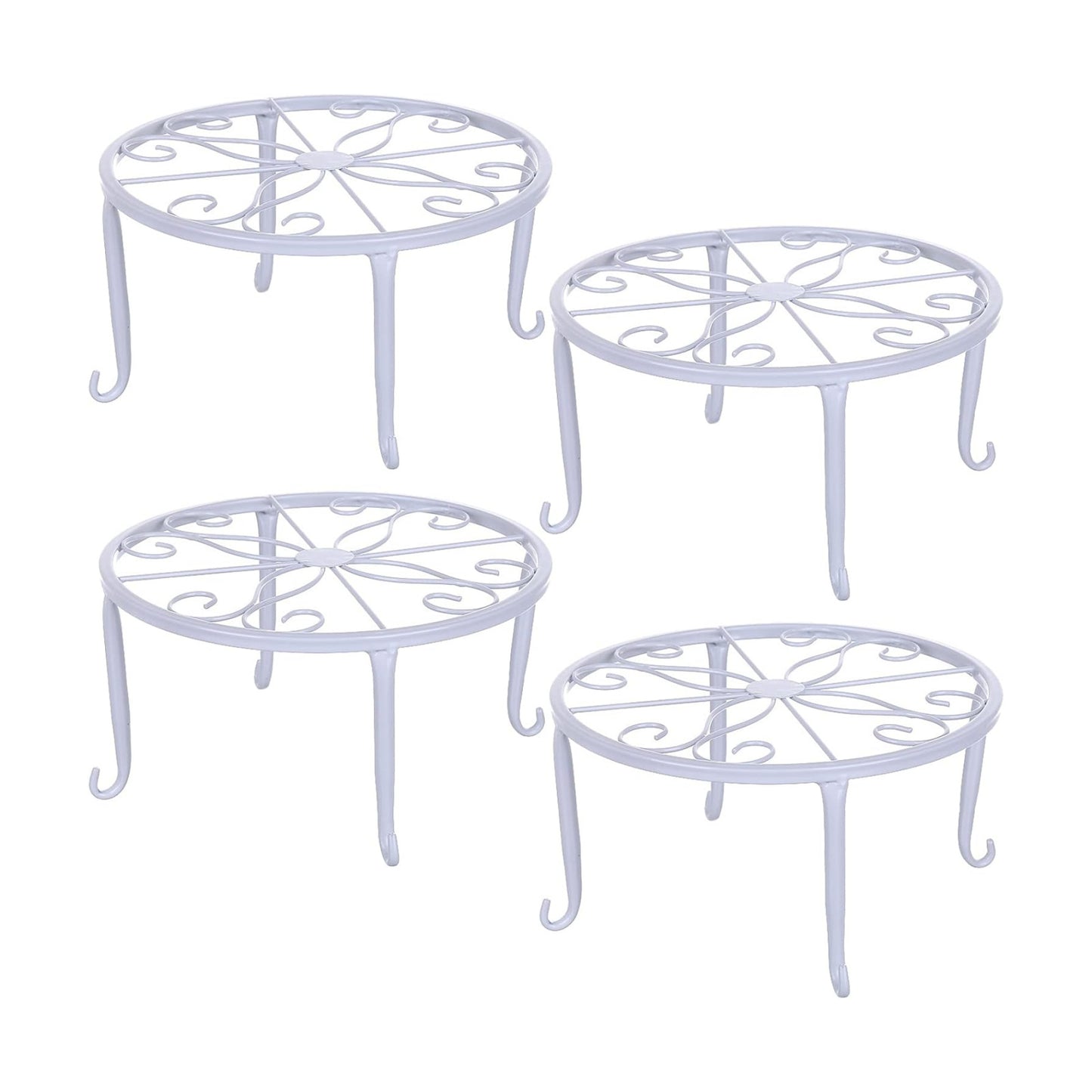 Tosnail 4-Pack 9" Metal Plant Stands for Indoor and Outdoor, Planters, Flower Pots Holder, Beverage Dispenser, Pumpkin