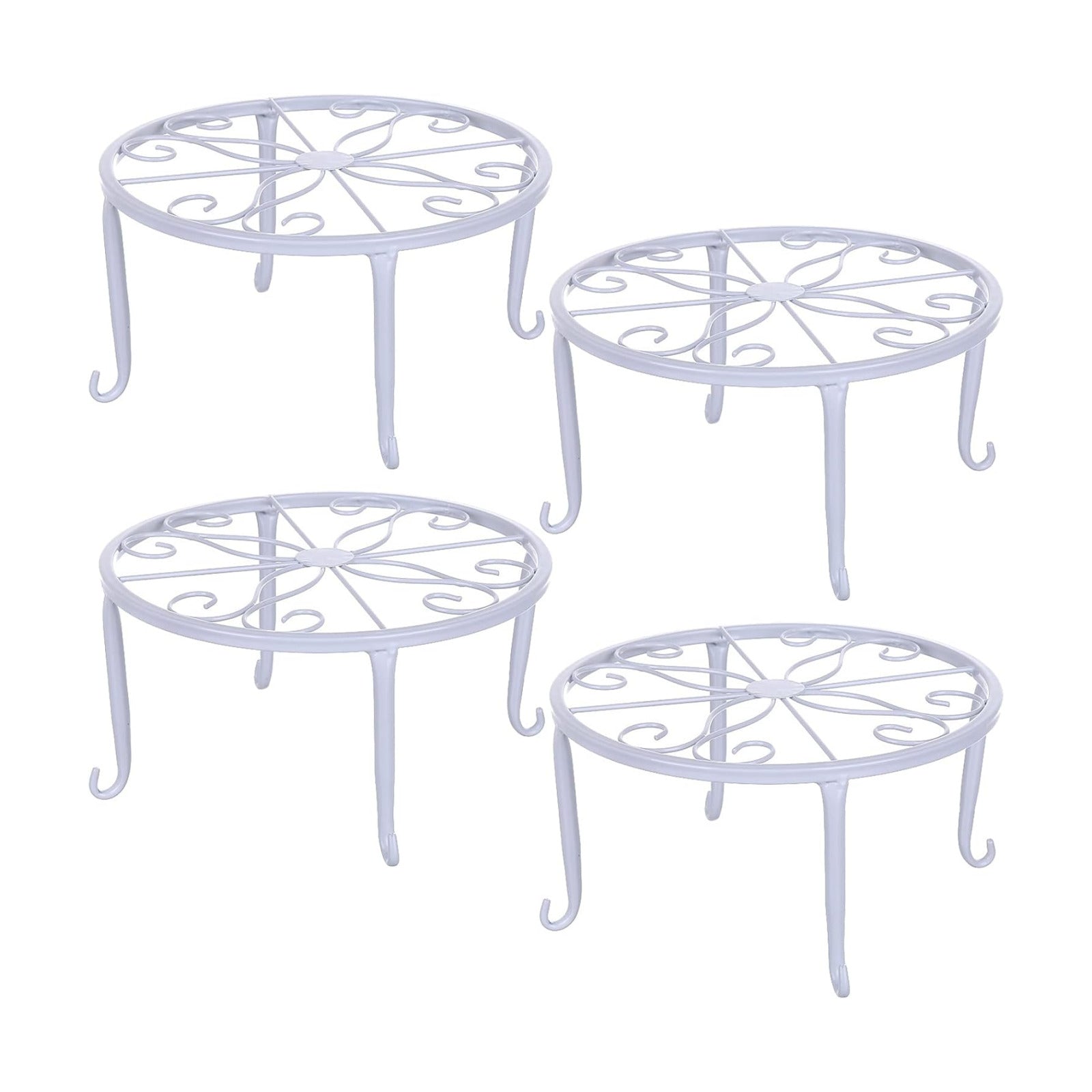 Tosnail 4-Pack 9" Metal Plant Stands for Indoor and Outdoor, Planters, Flower Pots Holder, Beverage Dispenser, Pumpkin