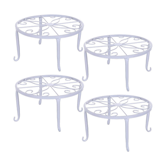Tosnail 4-Pack 9" Metal Plant Stands for Indoor and Outdoor, Planters, Flower Pots Holder, Beverage Dispenser, Pumpkin